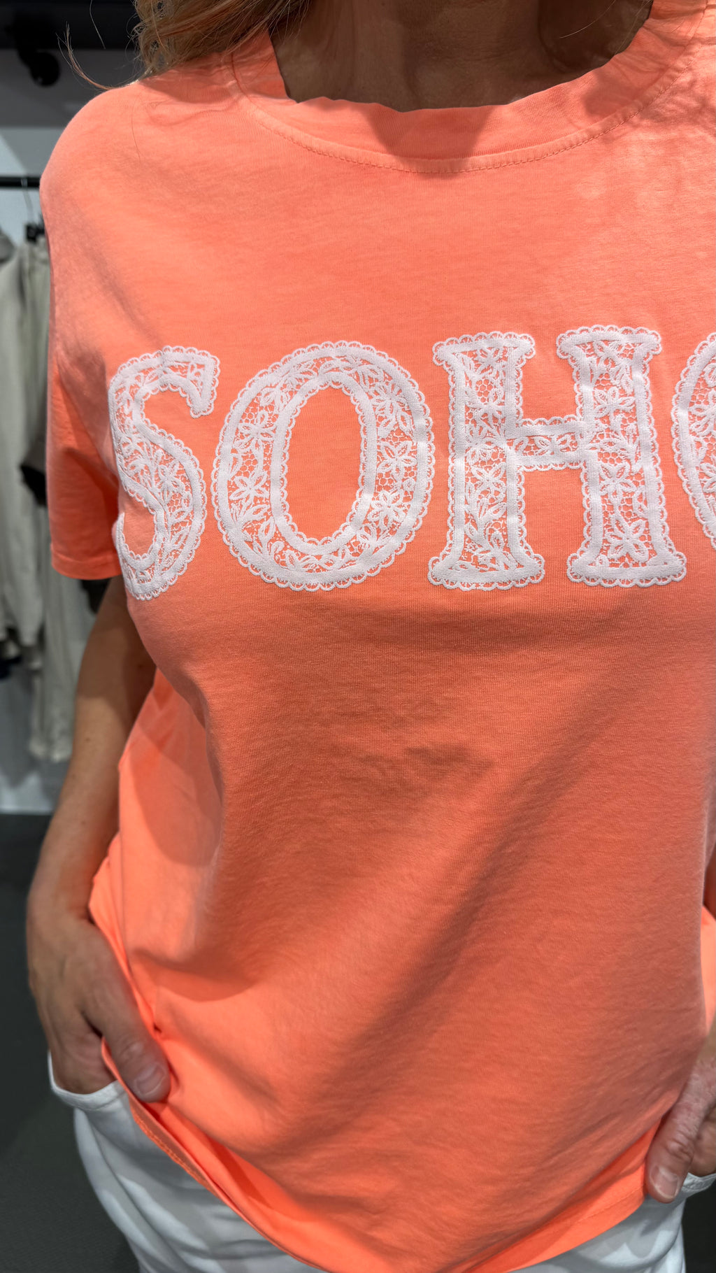 Soho t-shirt spets - korall