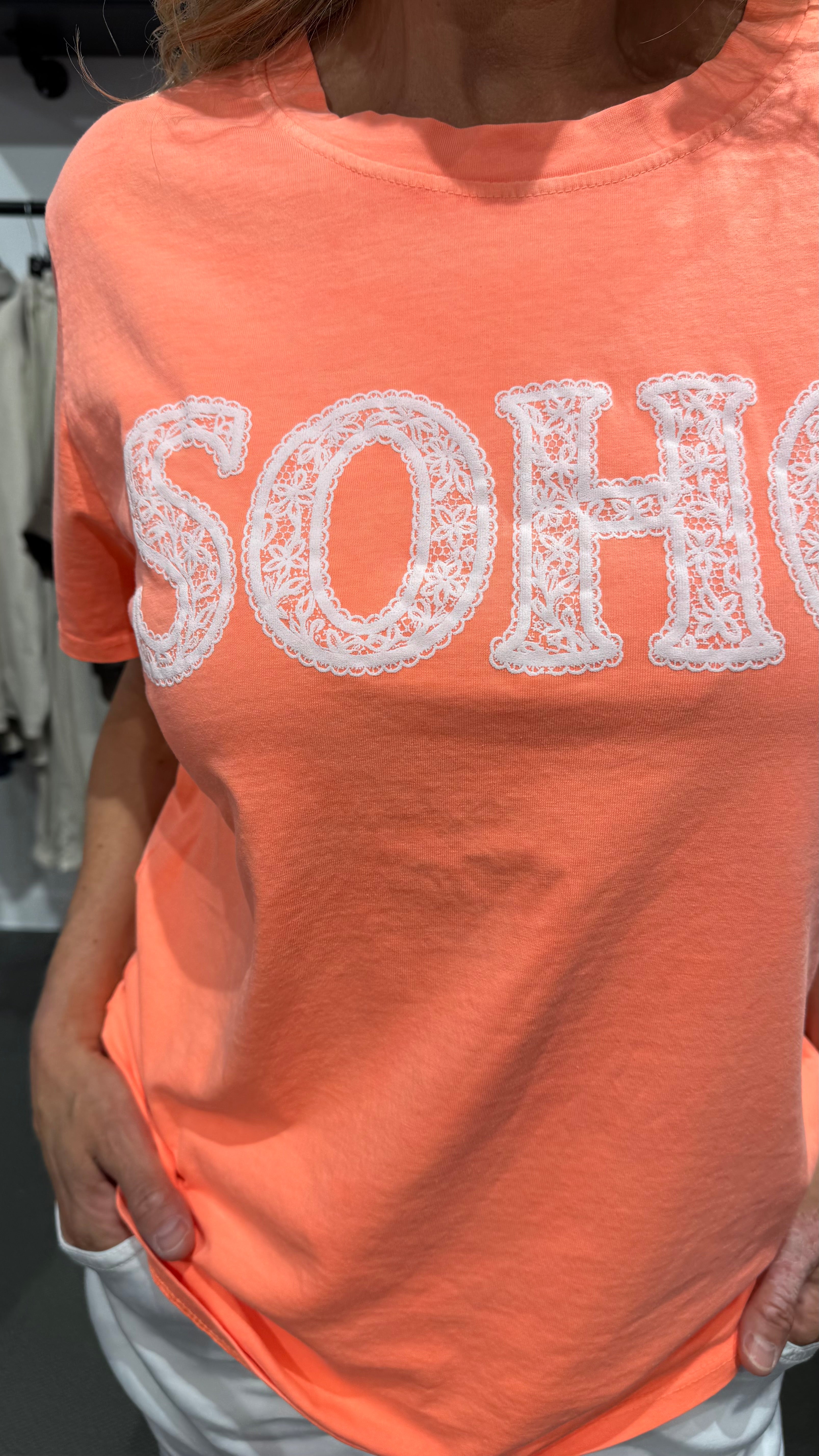 Soho t-shirt spets - korall