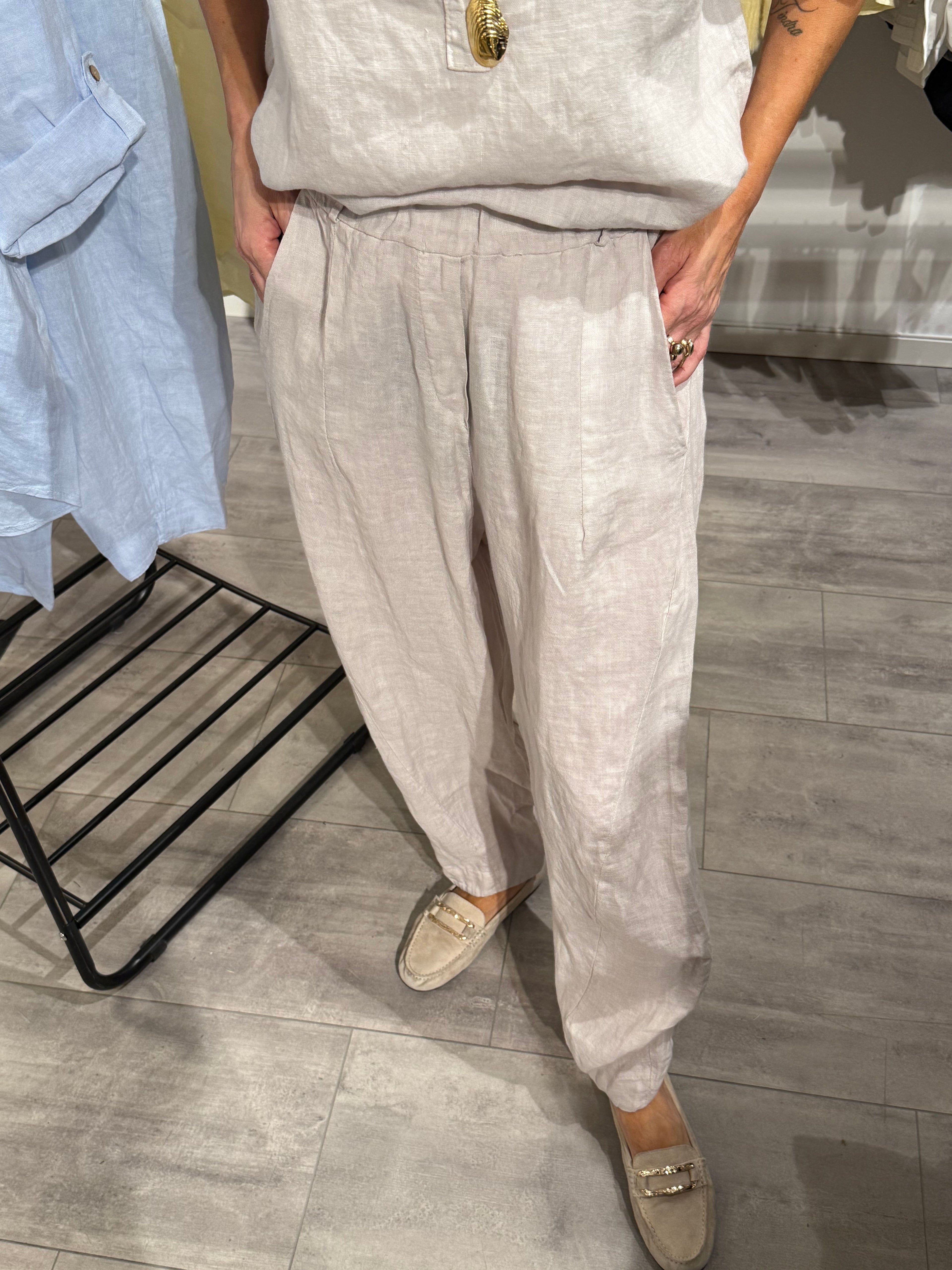MdcEvra linne ballong byxa- beige