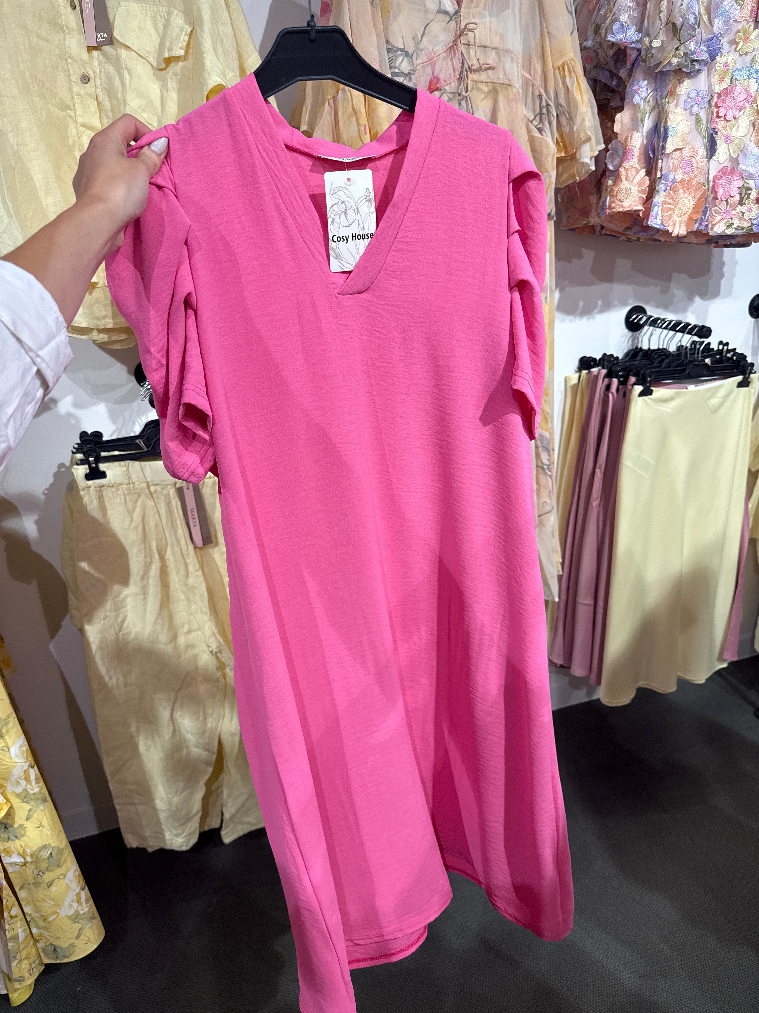 Tunika med puffärm- rosa