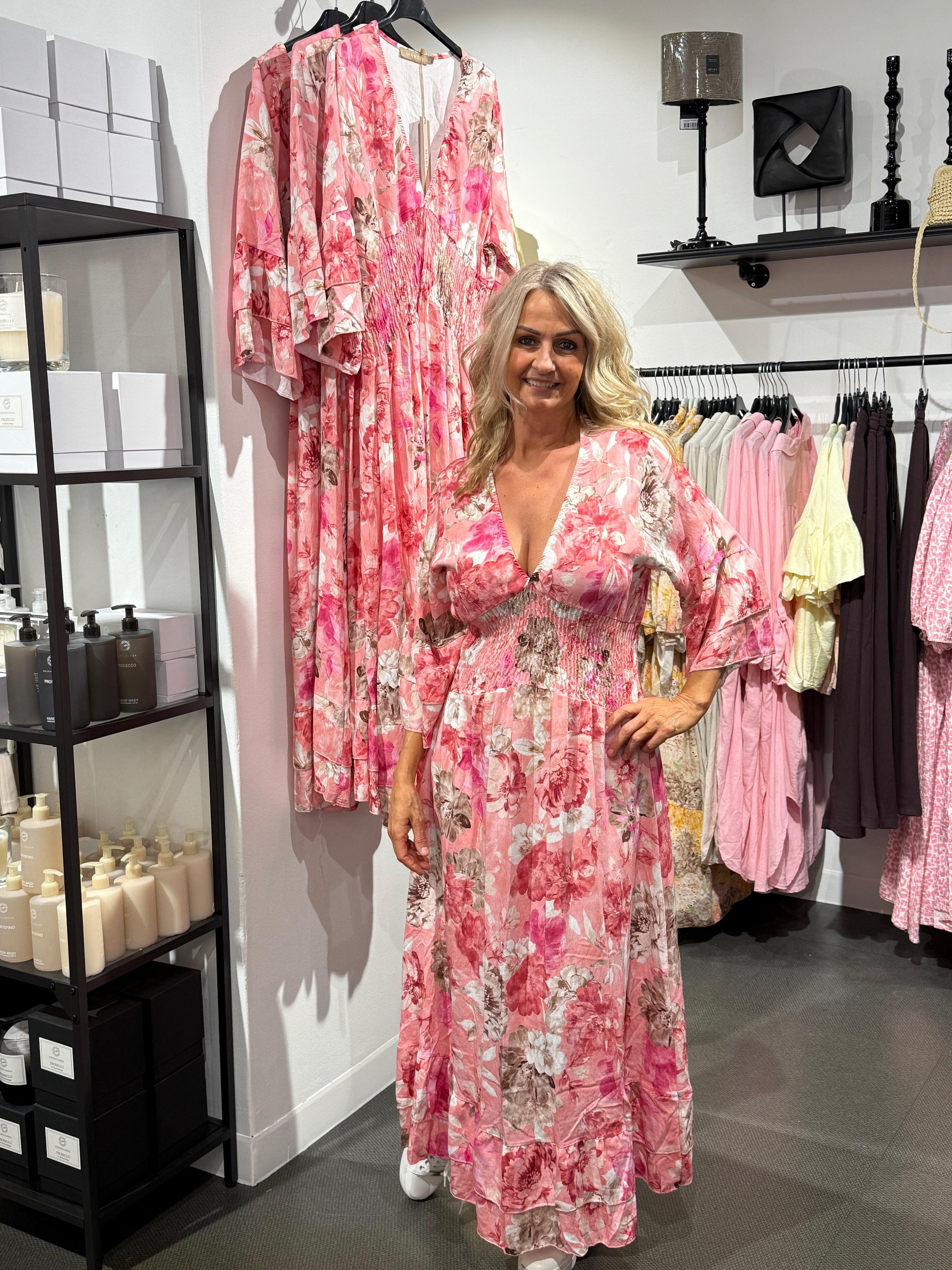 Flower dress, smock - pink
