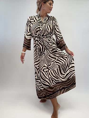 Klara maxi dress zebra brun