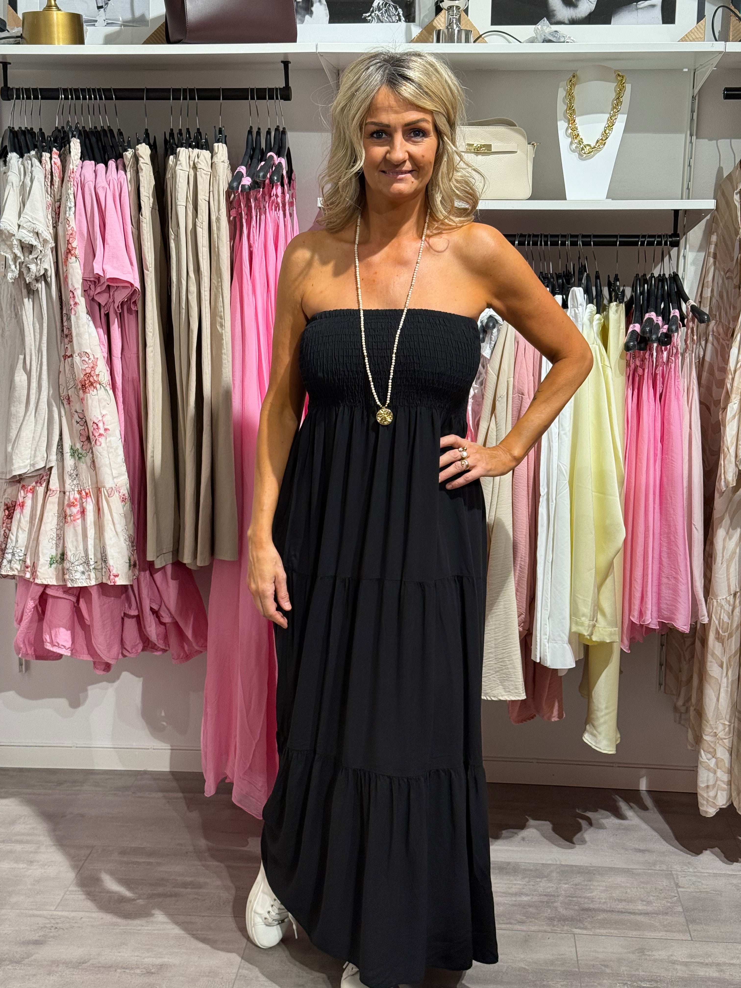 Smock bandeau klänning svart