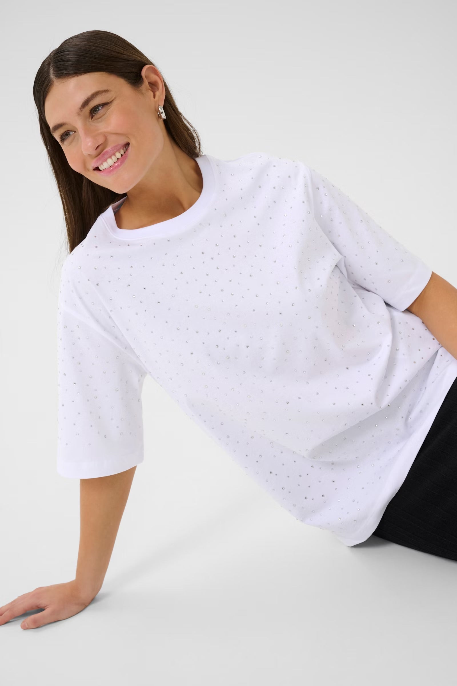 CUlondon T-shirt med strass- vit