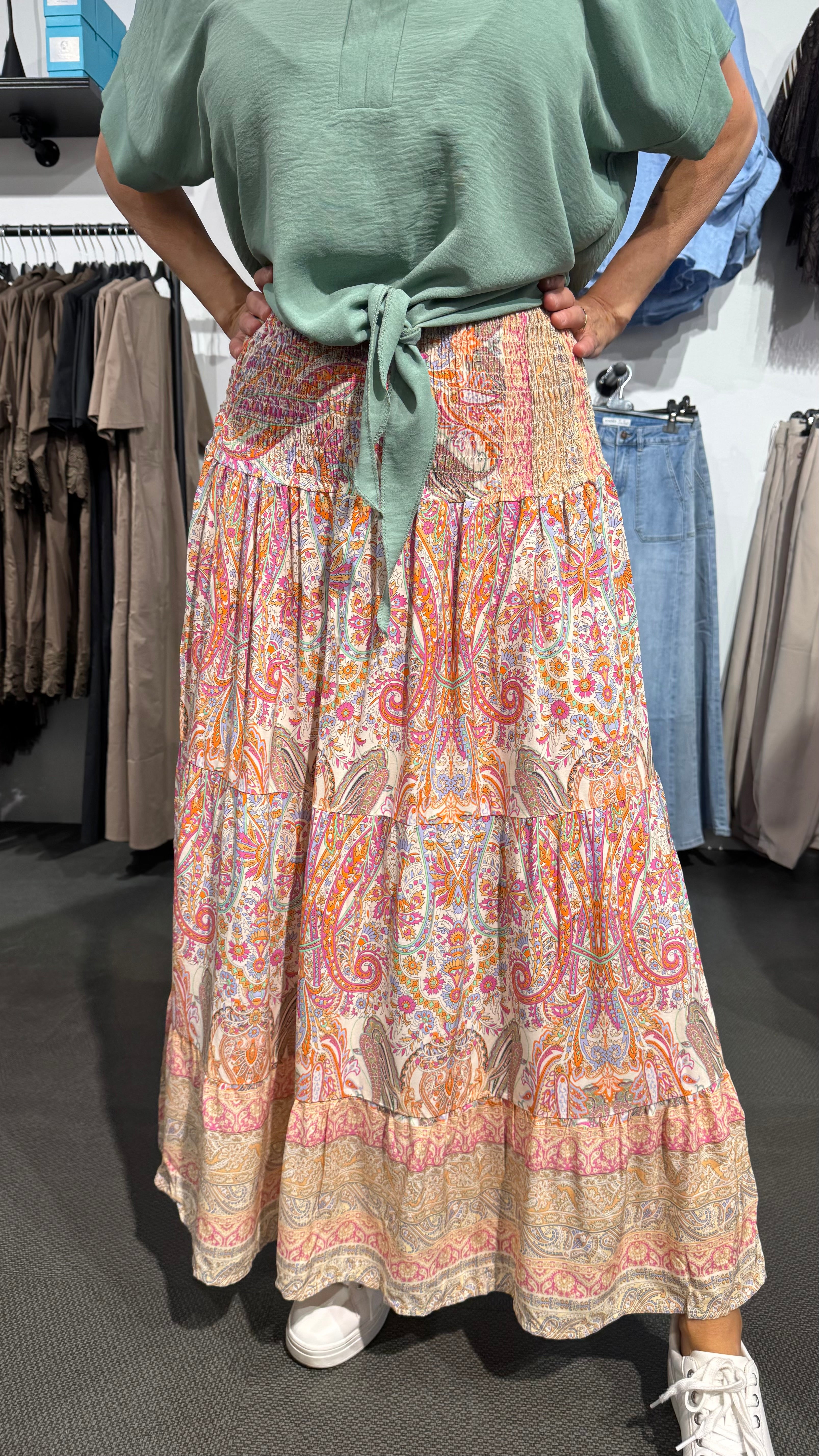 Smock kjol paisleymönster - multi