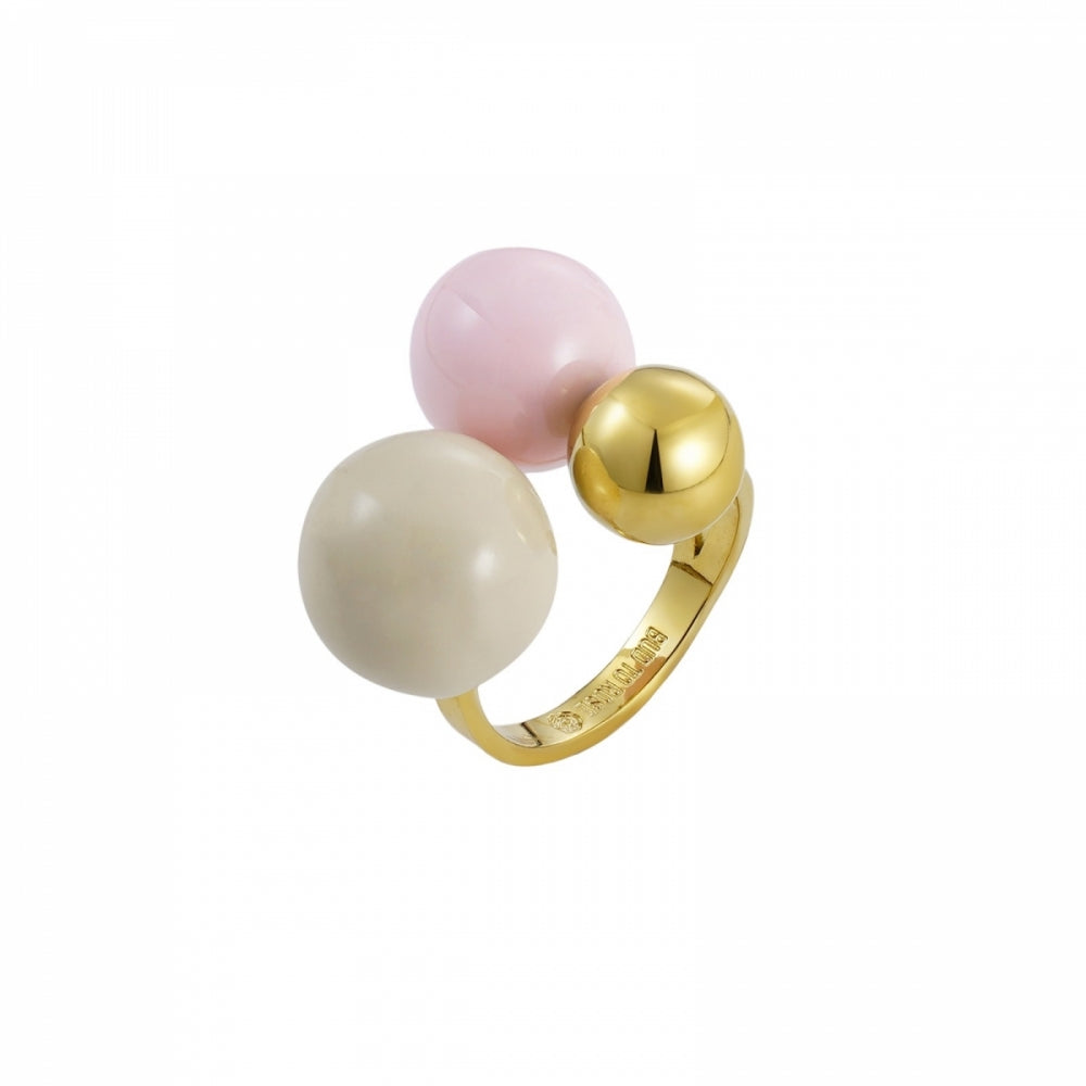 BREA ENAMEL LARGE RING PINK/GOLD