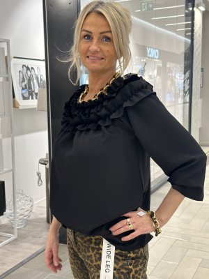 Volang blus svart