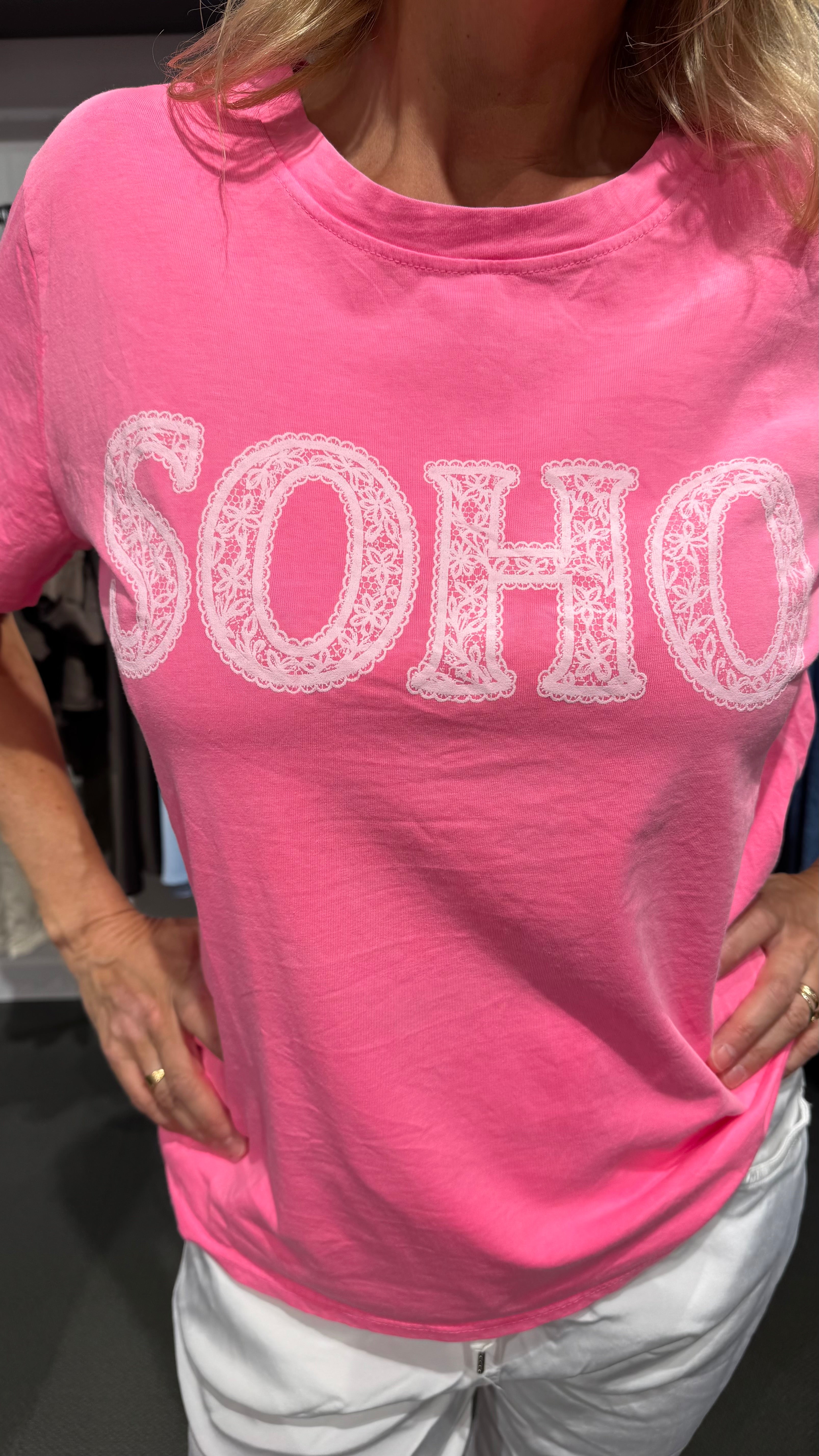 Soho t-shirt spets - cerise