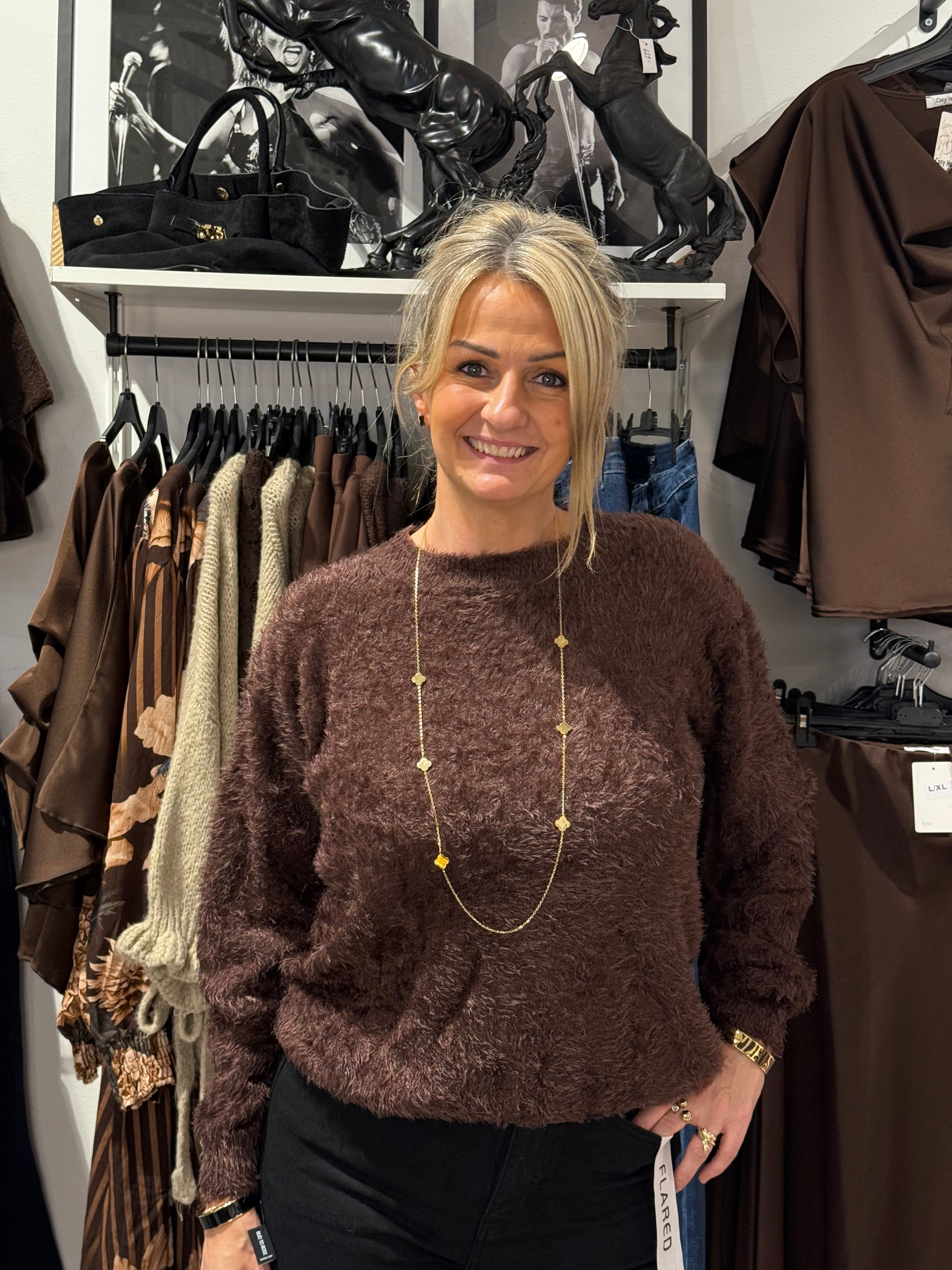 Fluffy brown sweater