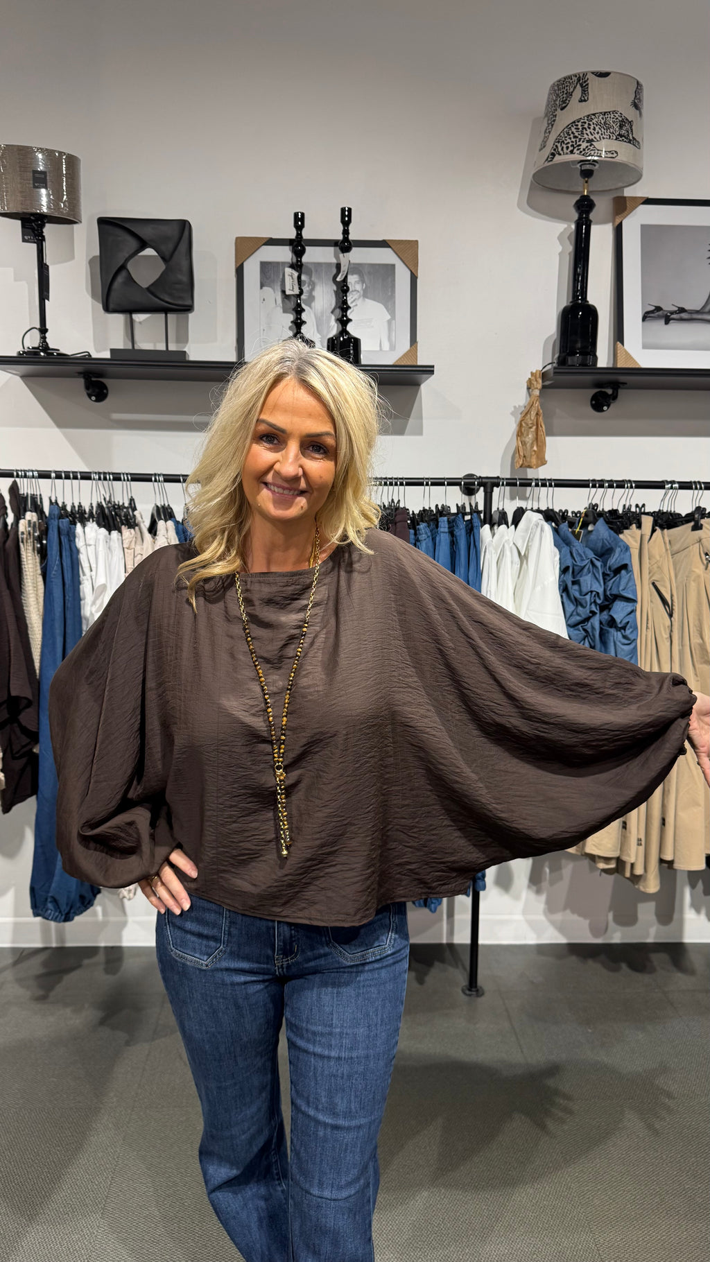 Poncho blus Lisa - brun