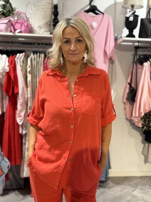 Anette linne skjorta korall 