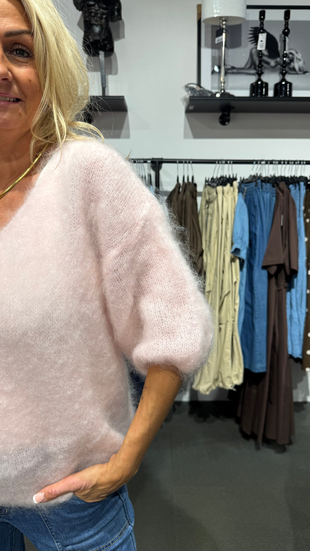 MOHAIR SHORT SLEEVE  - BABY PINK