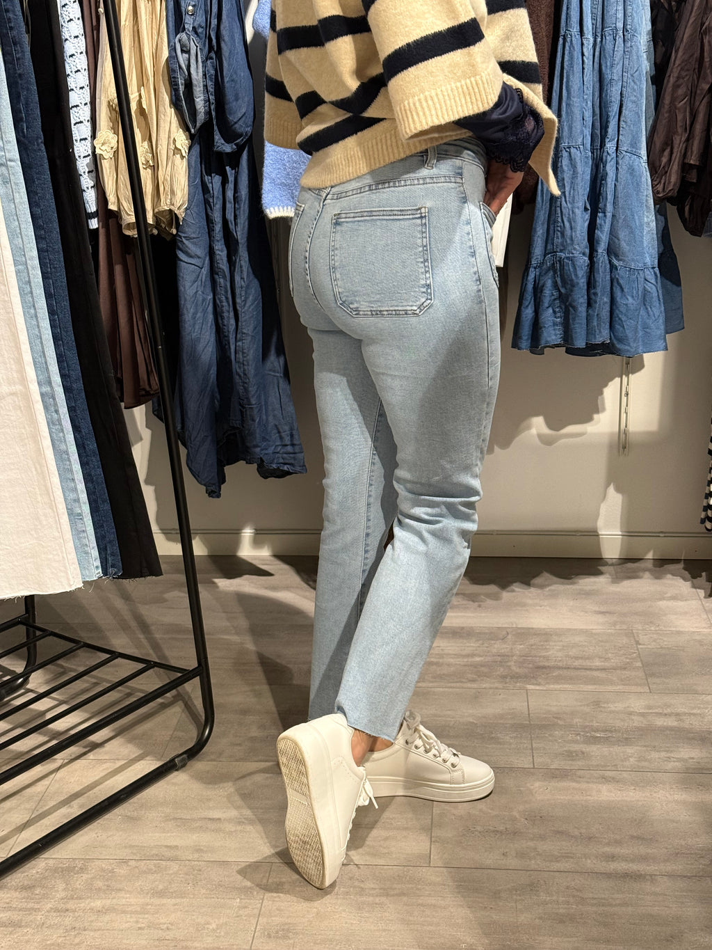 Flare jeans pocket - ljusblå