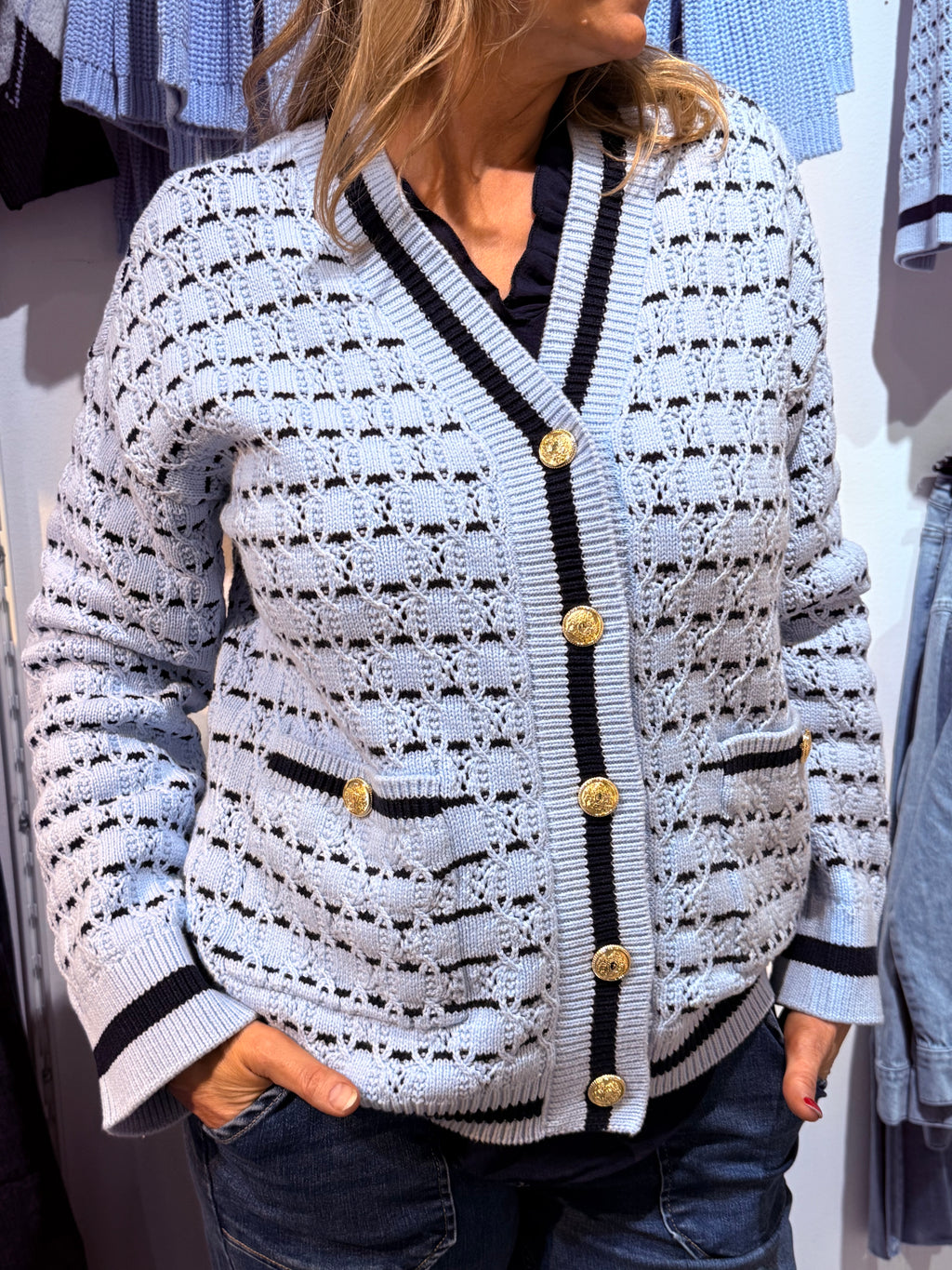 YASATICA LS KNIT CARDIGAN - NAVY