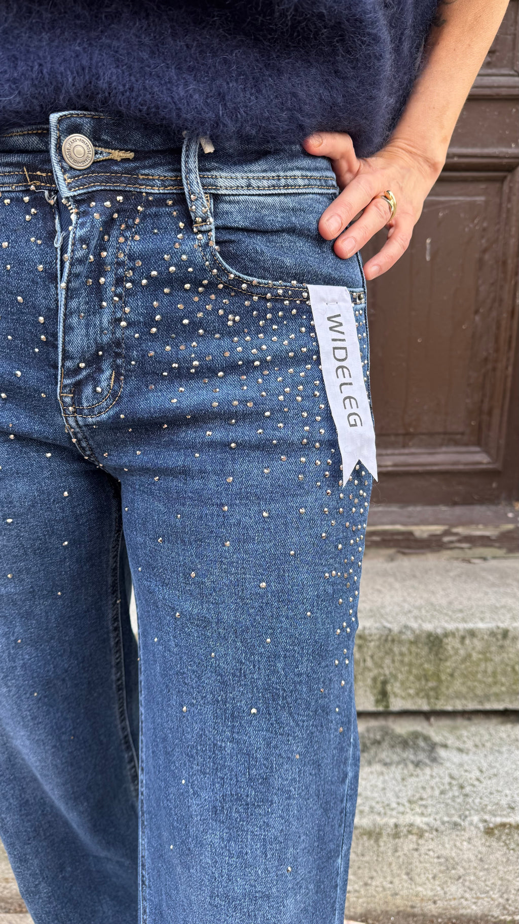 Wideleg jeans - strass denim