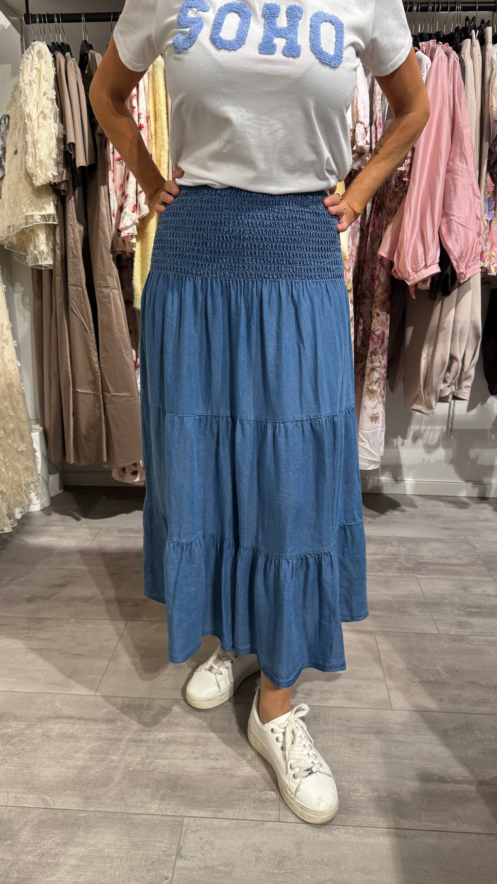 Smock kjol denim - mörkblå