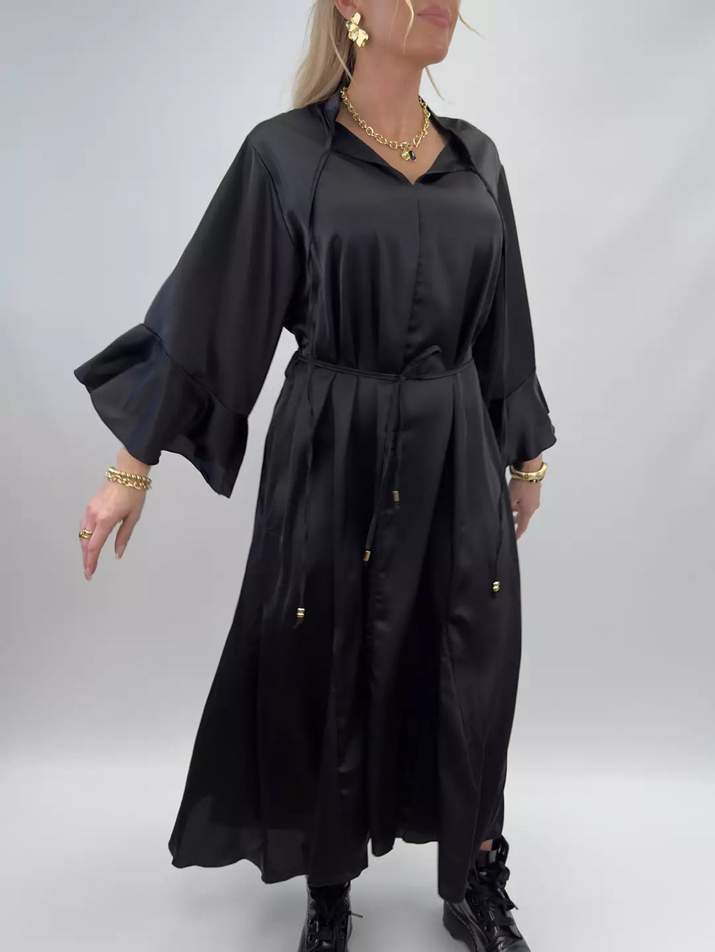 Shiny maxi dress black