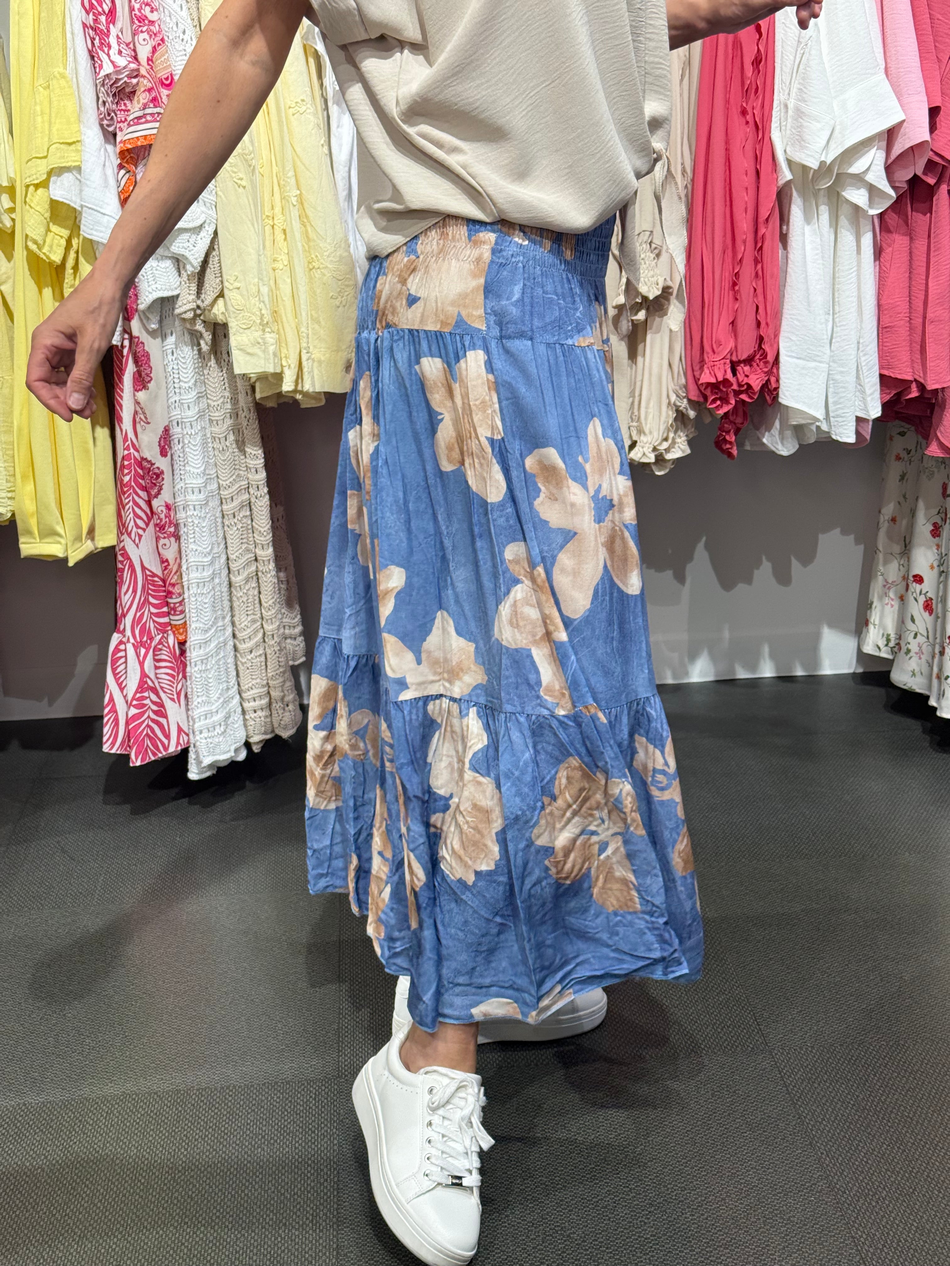 Smock kjol Flower - blue-beige
