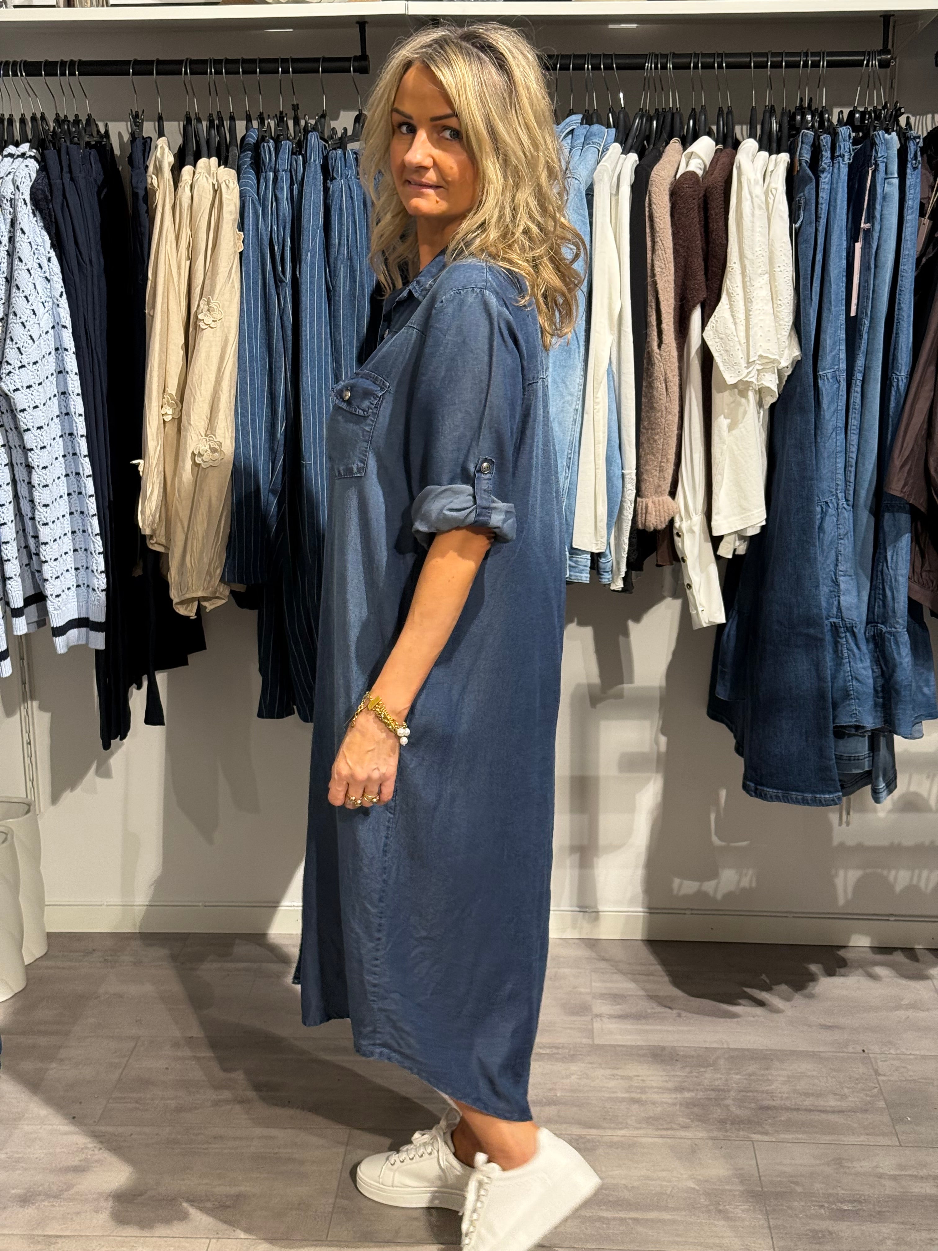 Jeansklänning- mörkblå