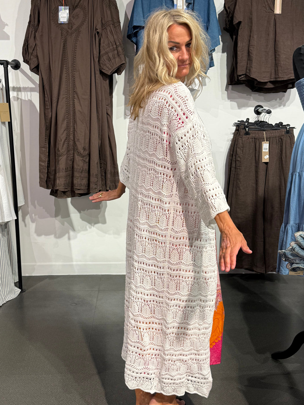Virkad kaftan- vit