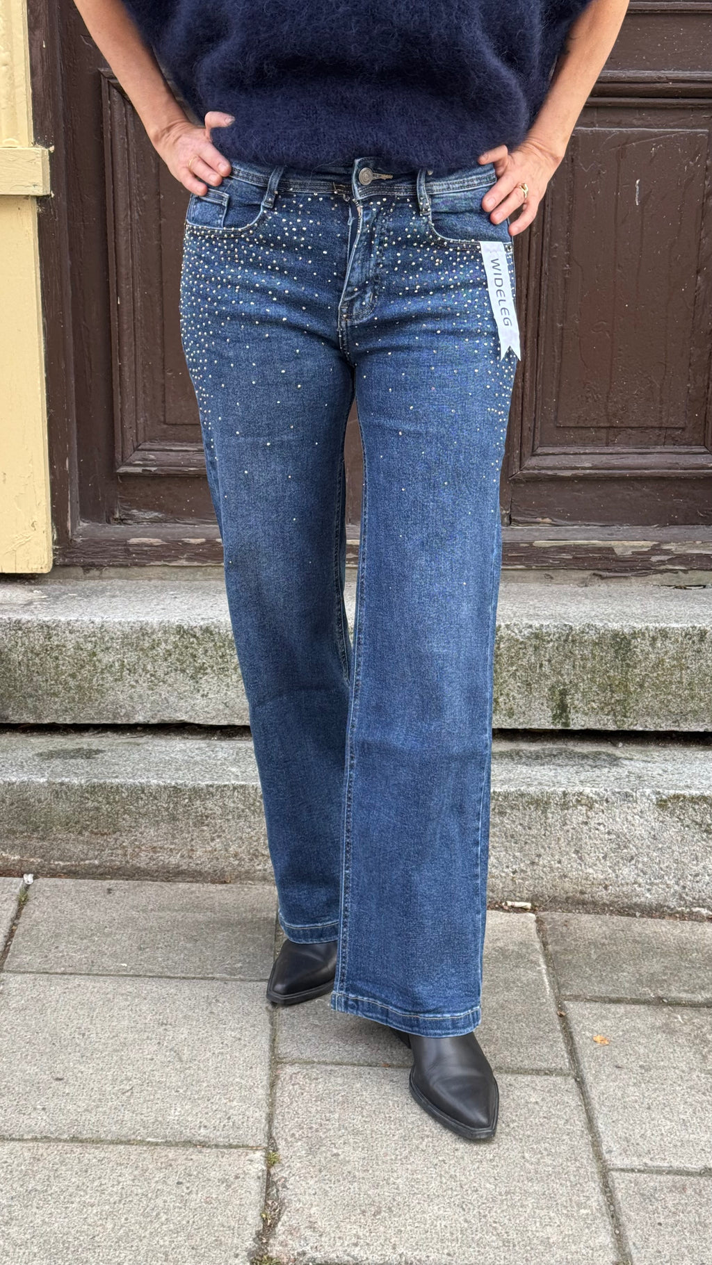 Wideleg jeans - strass denim