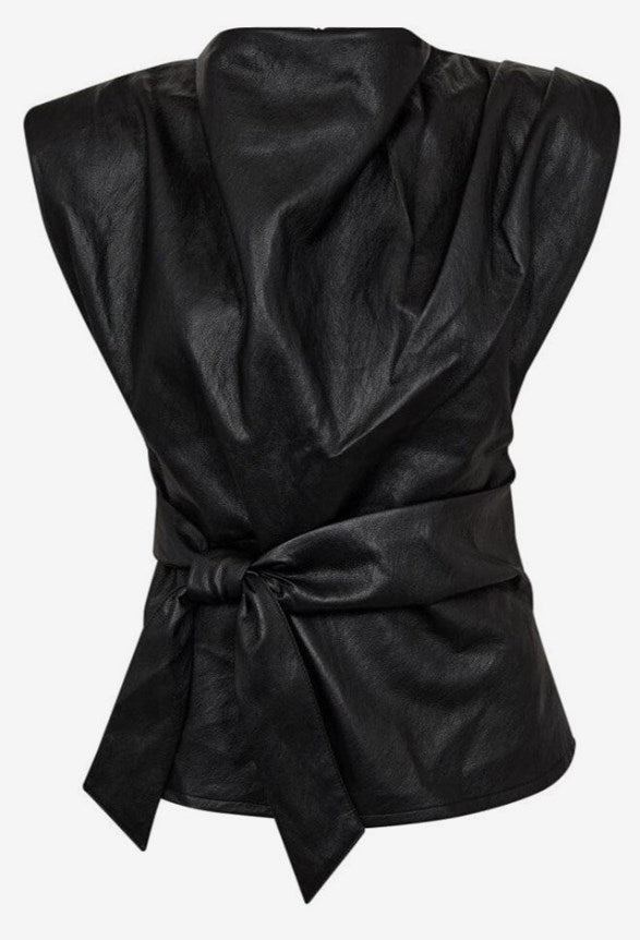 CC gitt pleat top - black