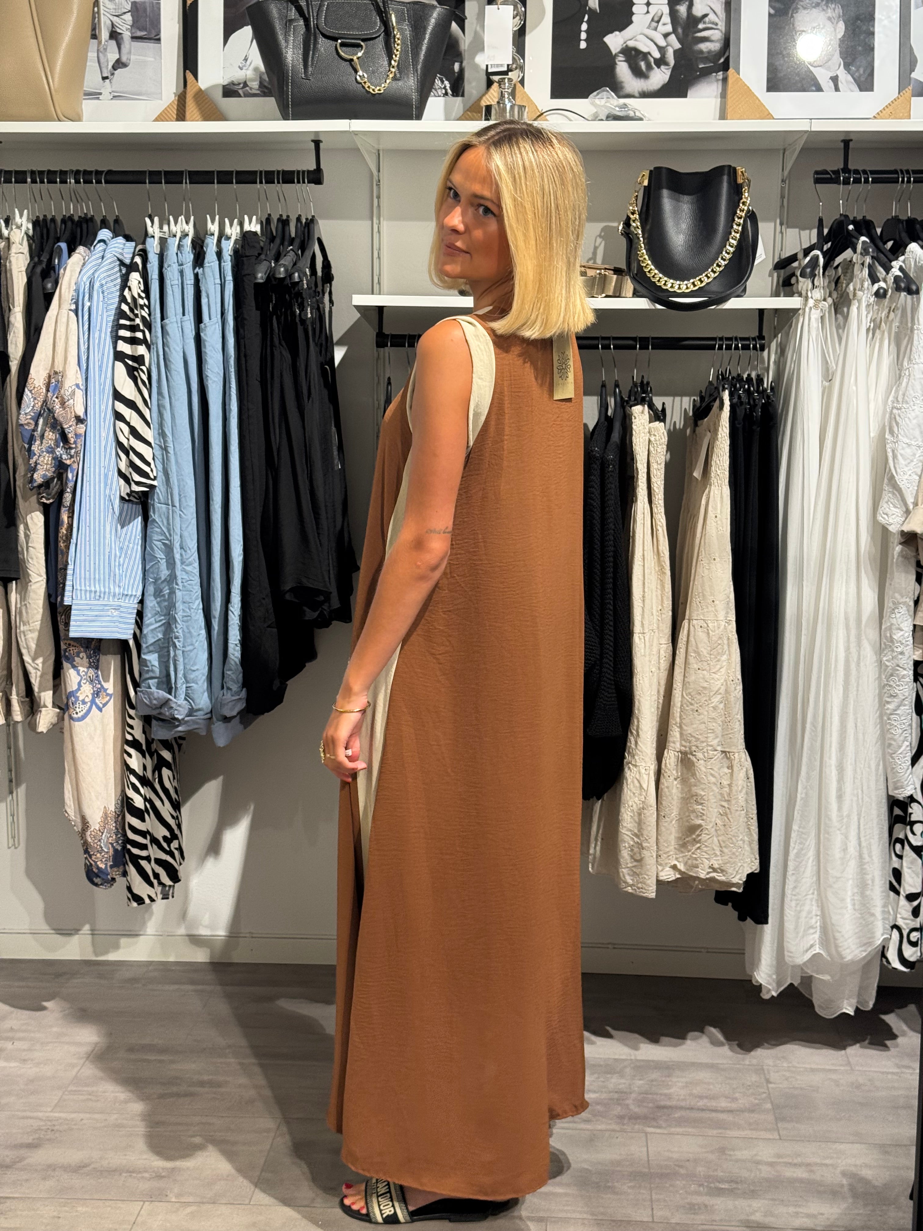 Wilma klänning brun/beige