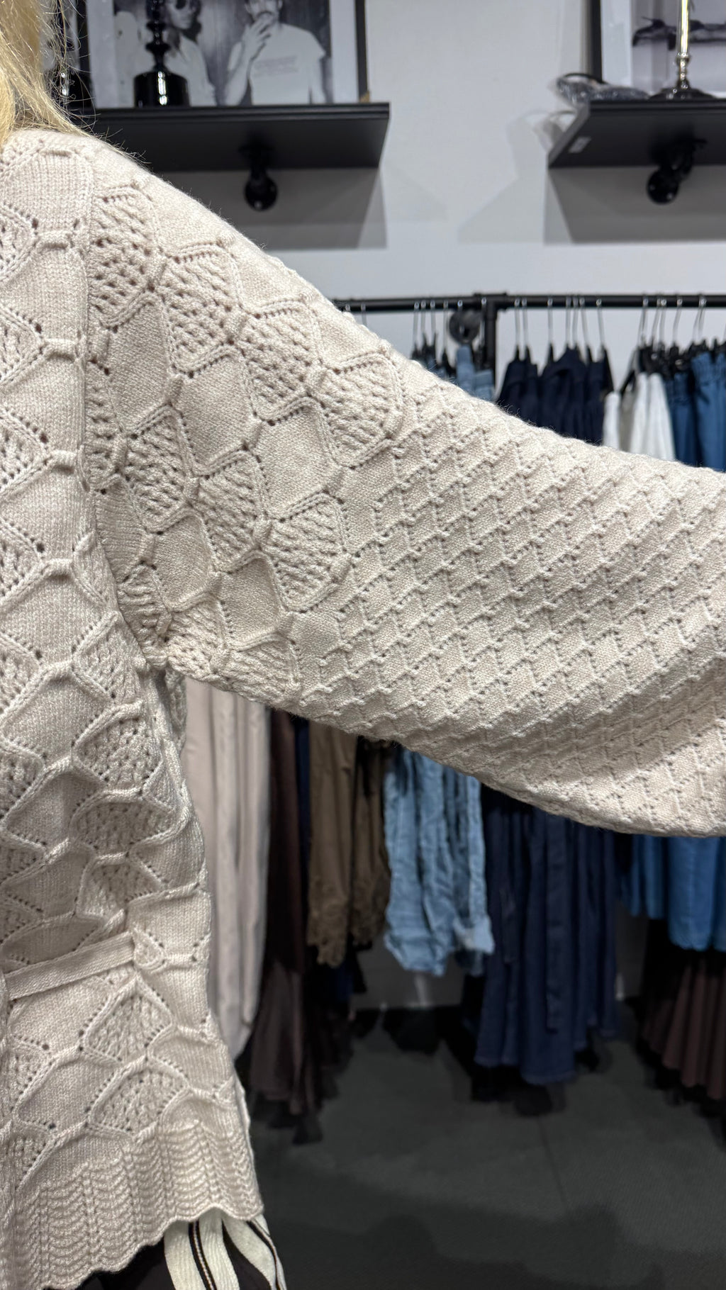CC tie cardigan - sand