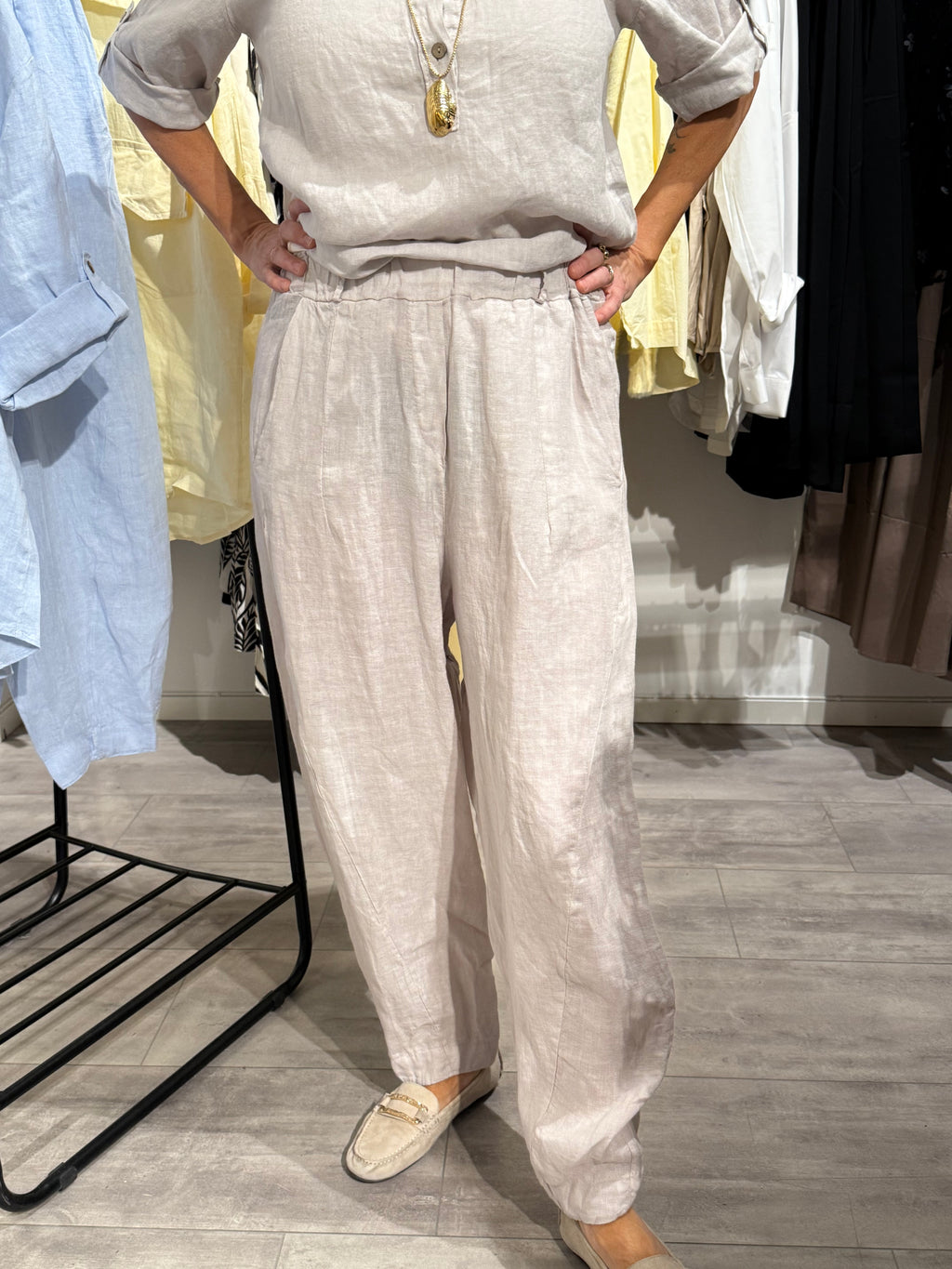 MdcEvra linne ballong byxa- beige
