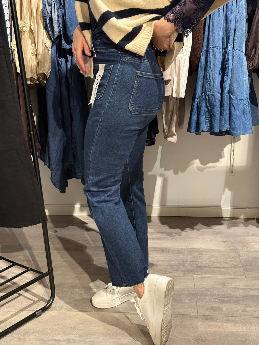 Flare jeans pocket - mörkblå
