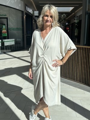 Tunic with tie detail, beige