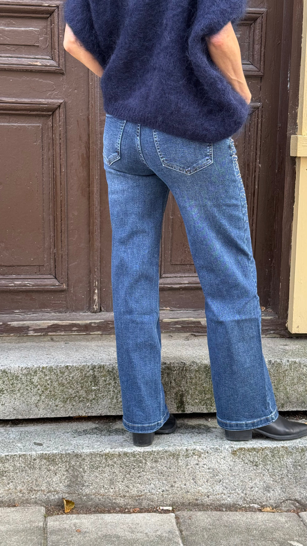 Wideleg jeans - strass denim