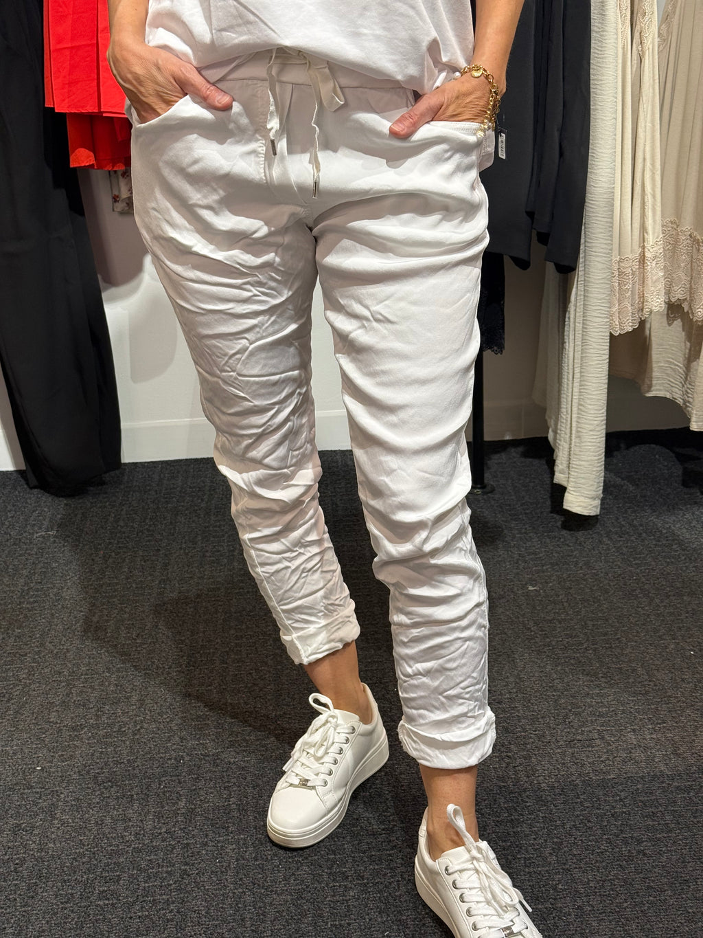 Glossy pant ilma - white