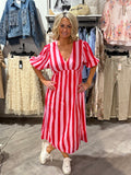 Summer dress randig- cerise