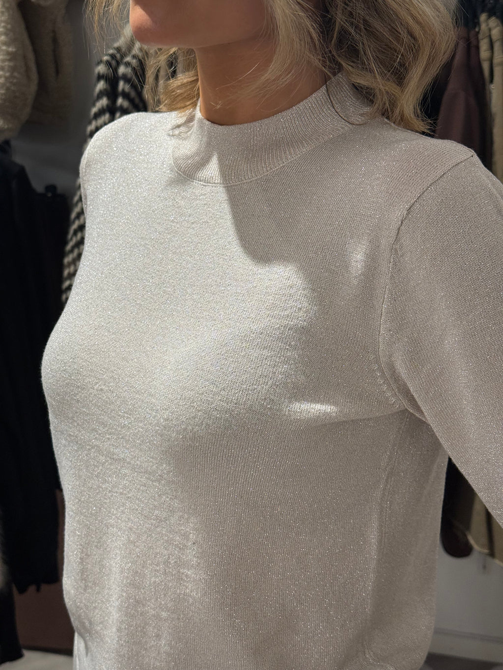 Glitter Pullover beige