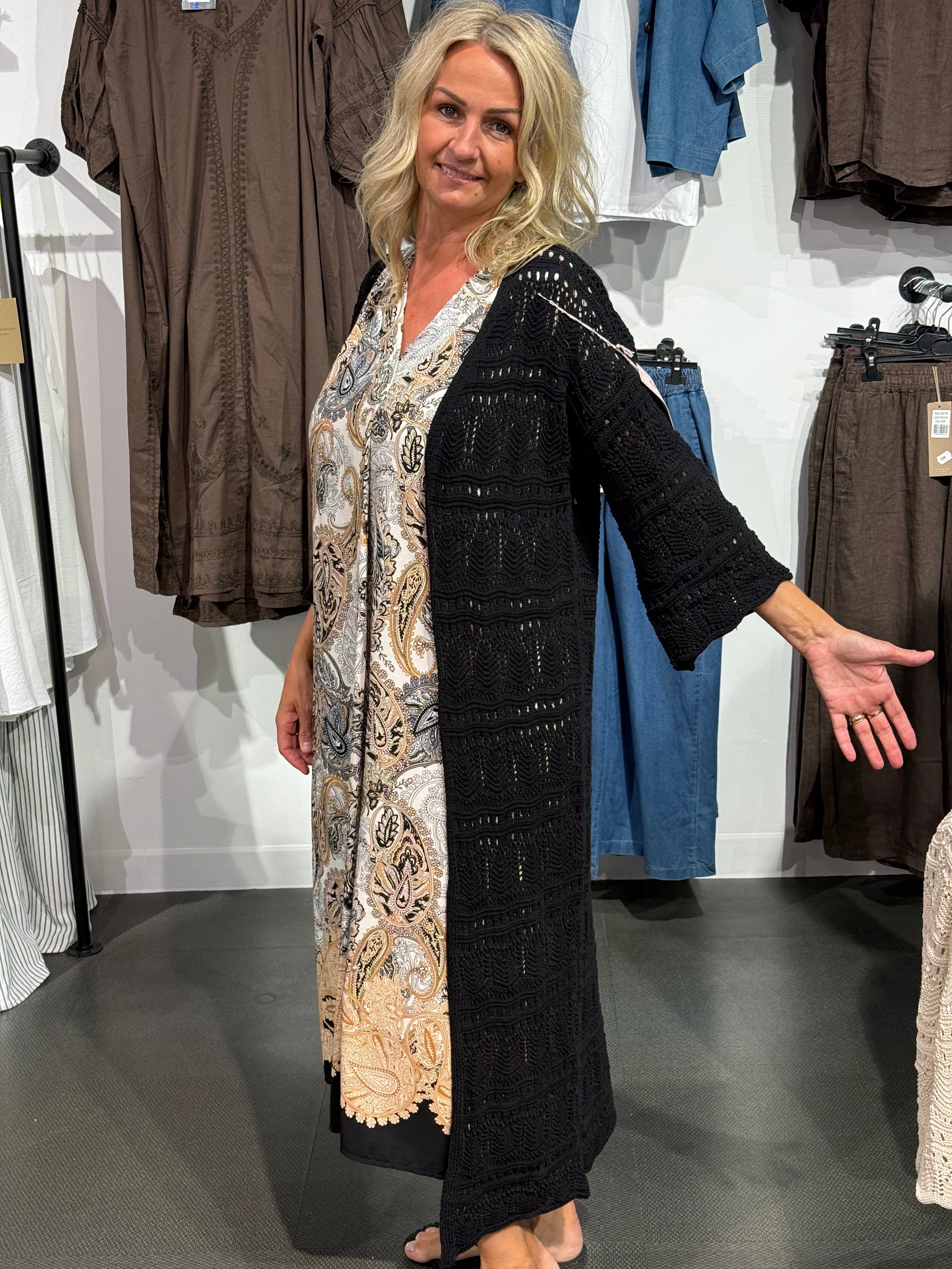 Virkad kaftan- svart