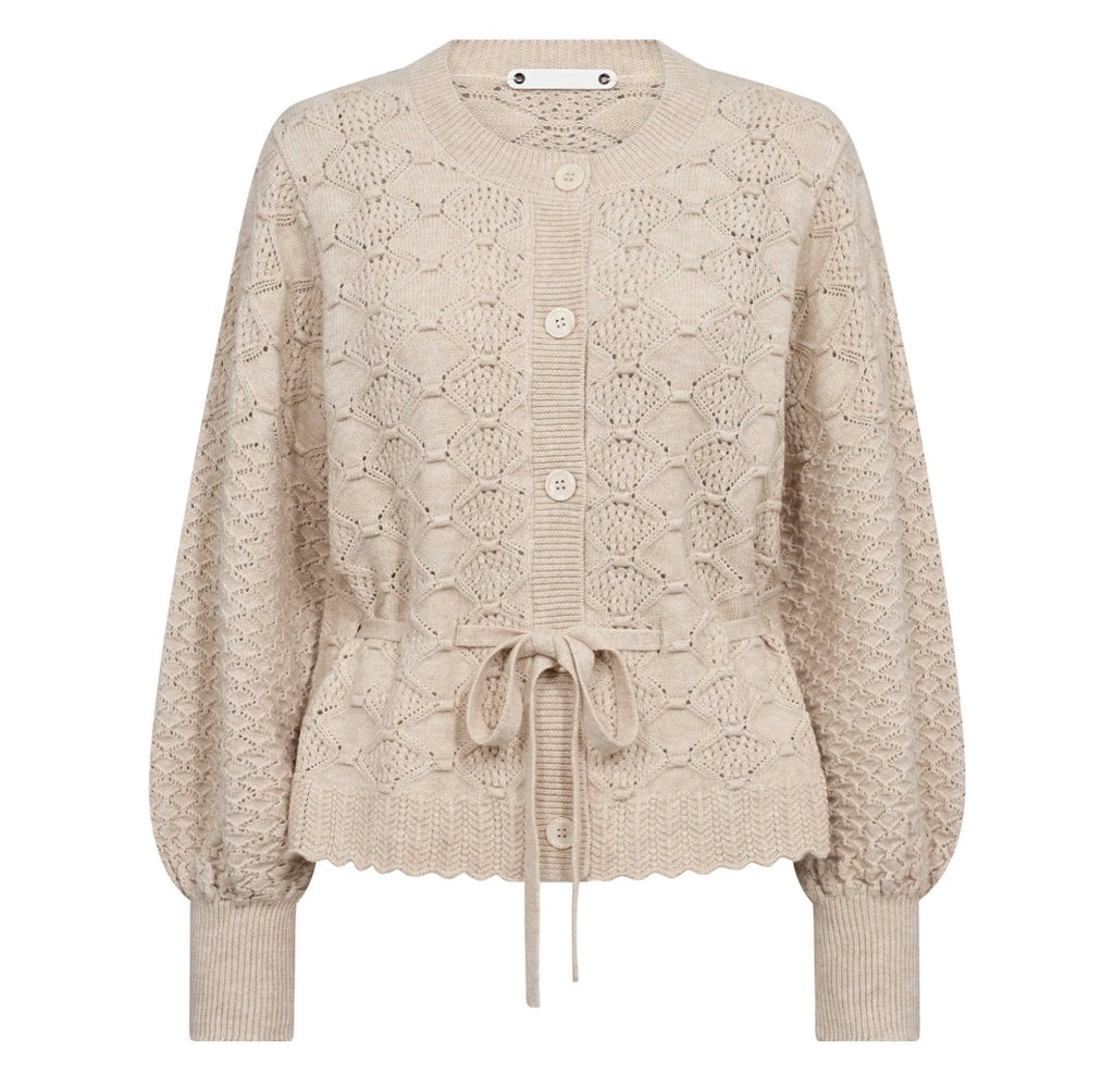 CC tie cardigan - sand