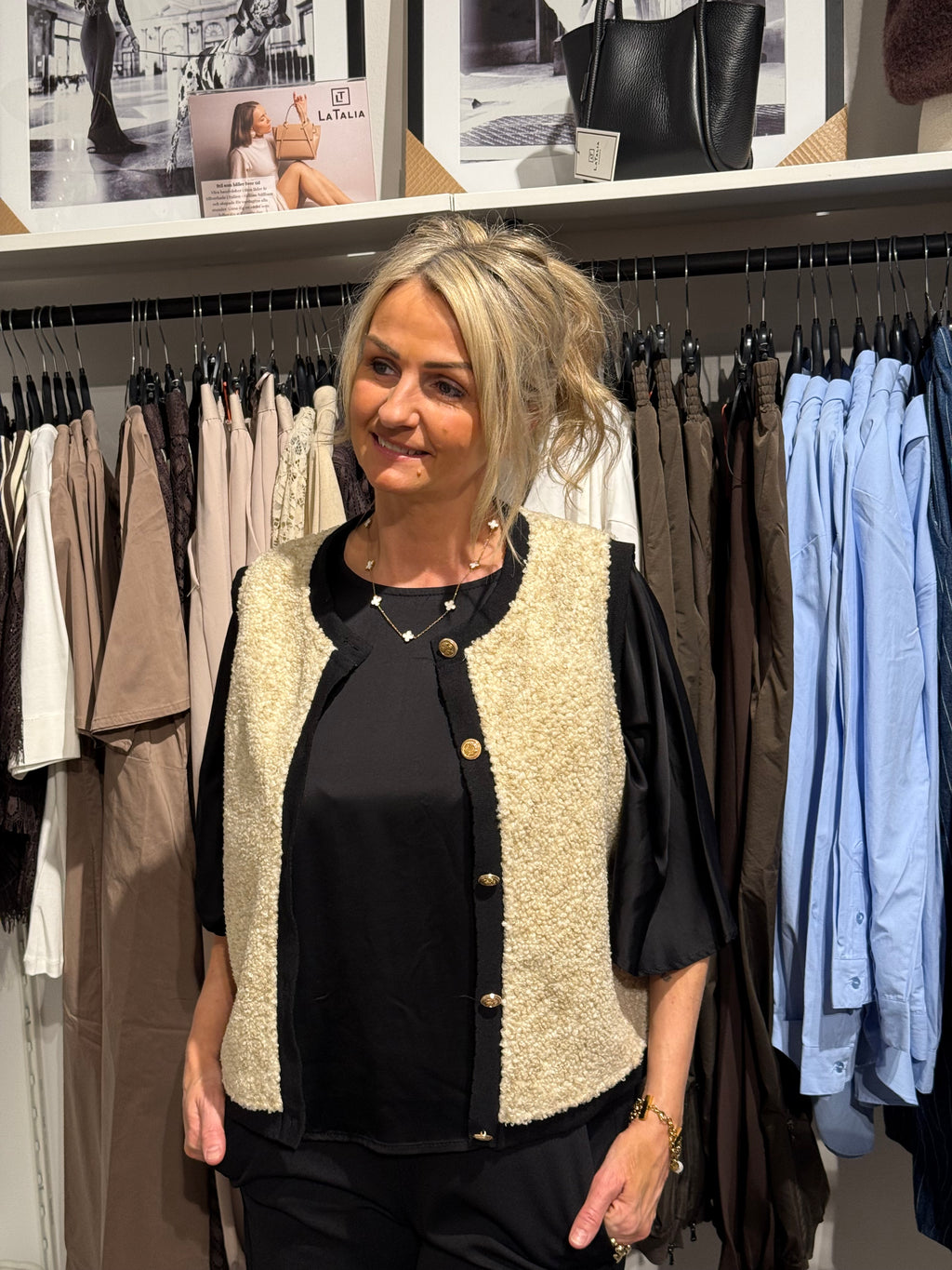 SC bessie teddy väst - beige
