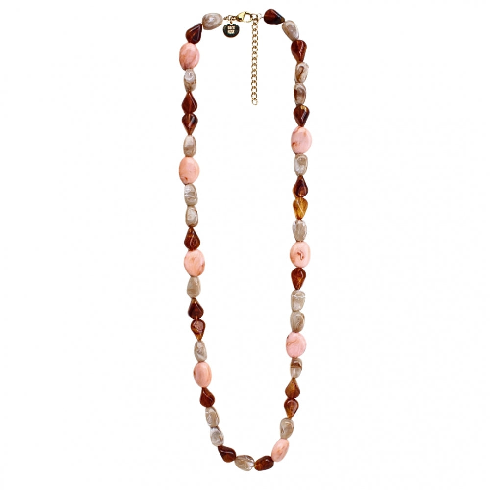 PRISMA RESIN LONG NECKLACE PINK/BROWN