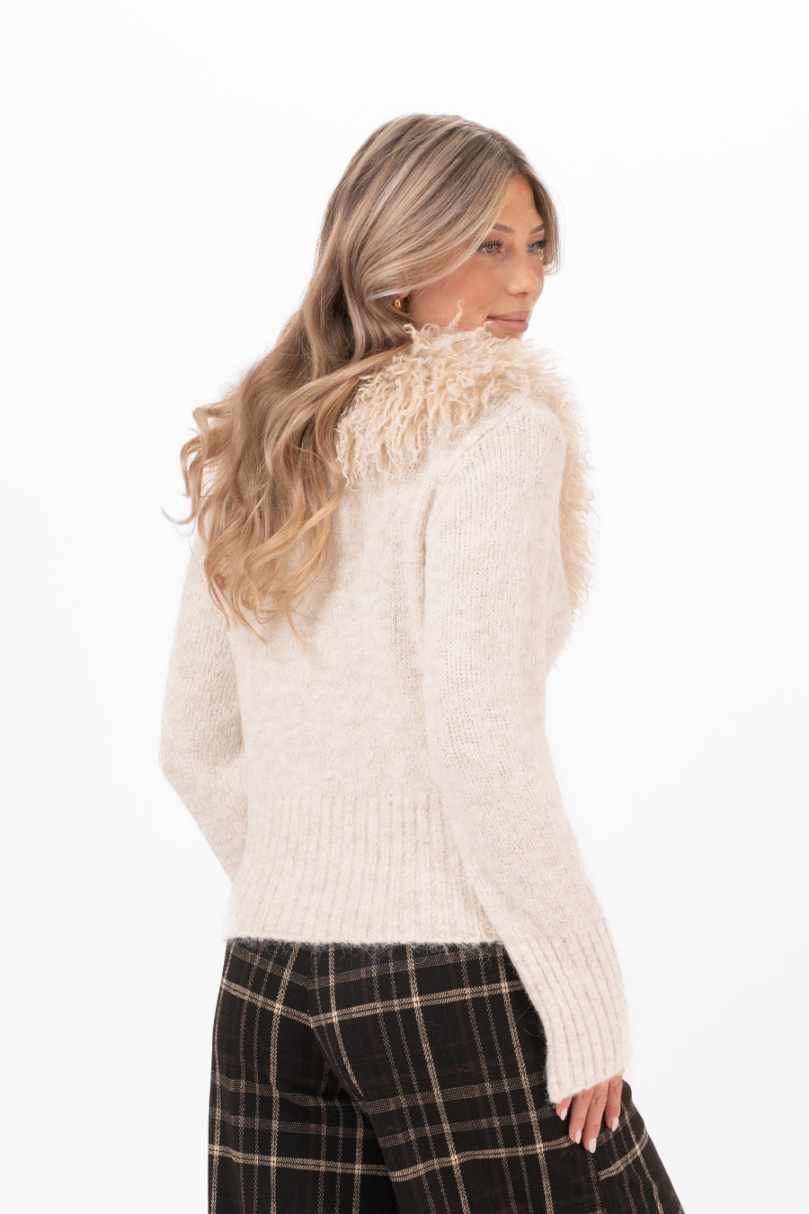 LAUREL FUR CARDIGAN WINTER ALMOND