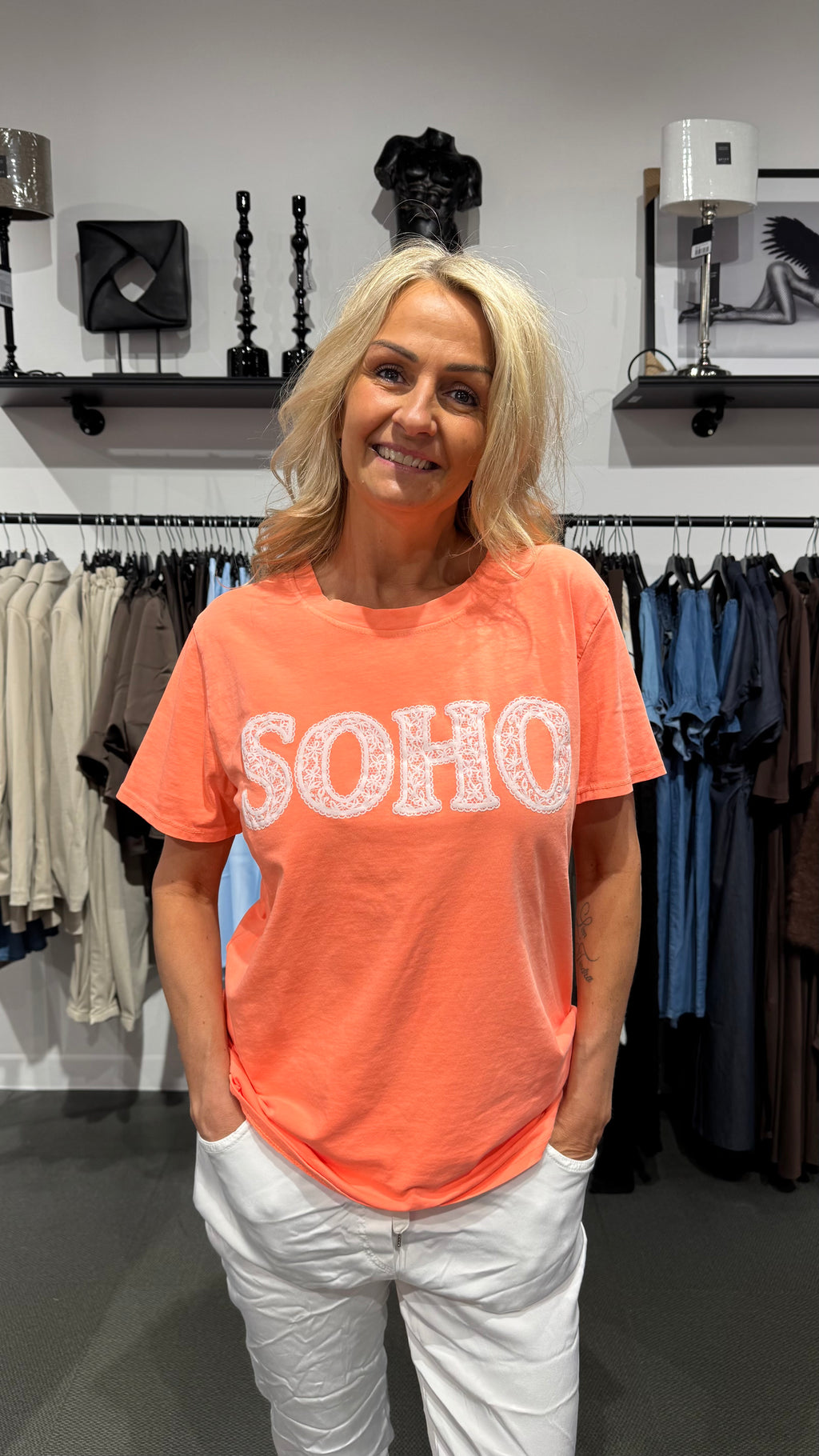 Soho t-shirt spets - korall