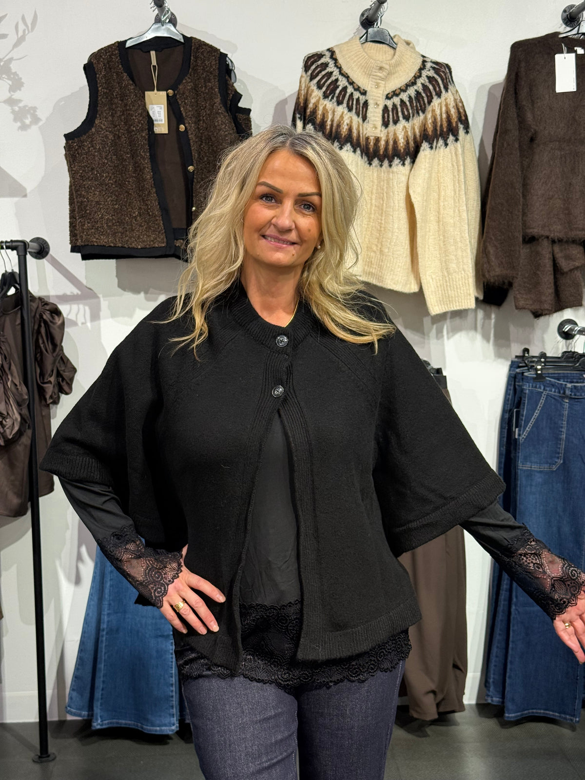 Cape cardigan - svart