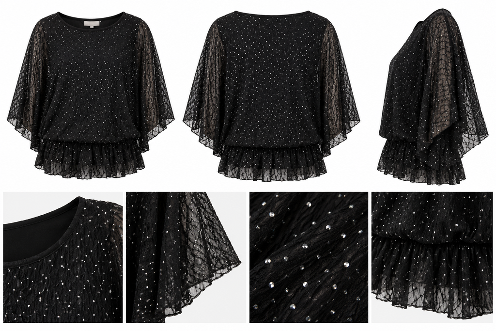 Mesh batwing top