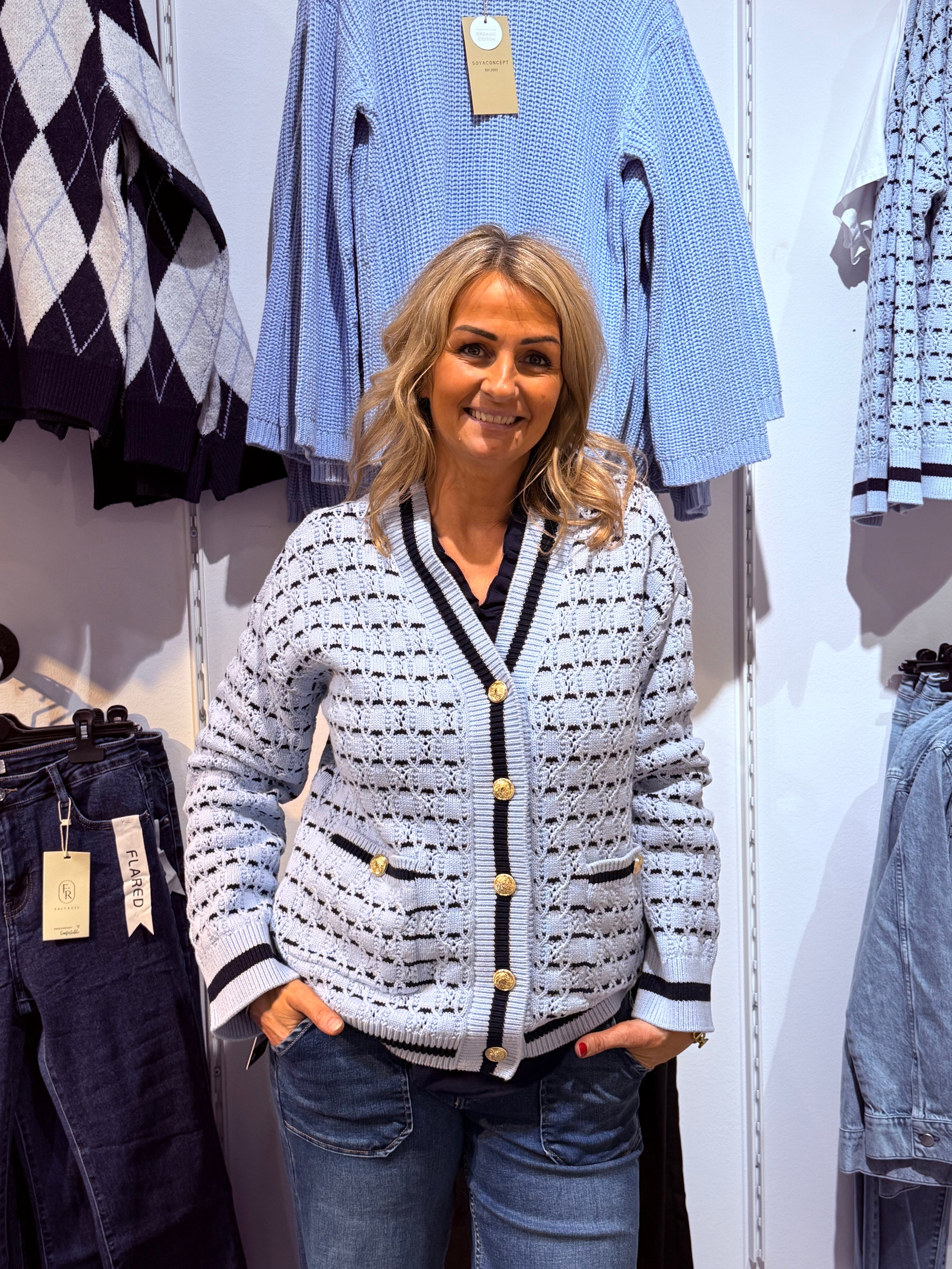 YASATICA LS KNIT CARDIGAN - NAVY