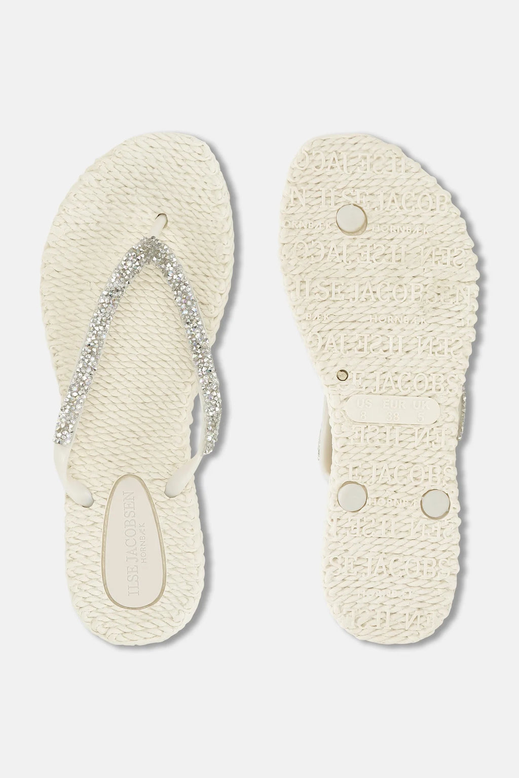 Flip Flops With Rhinestones - Creme