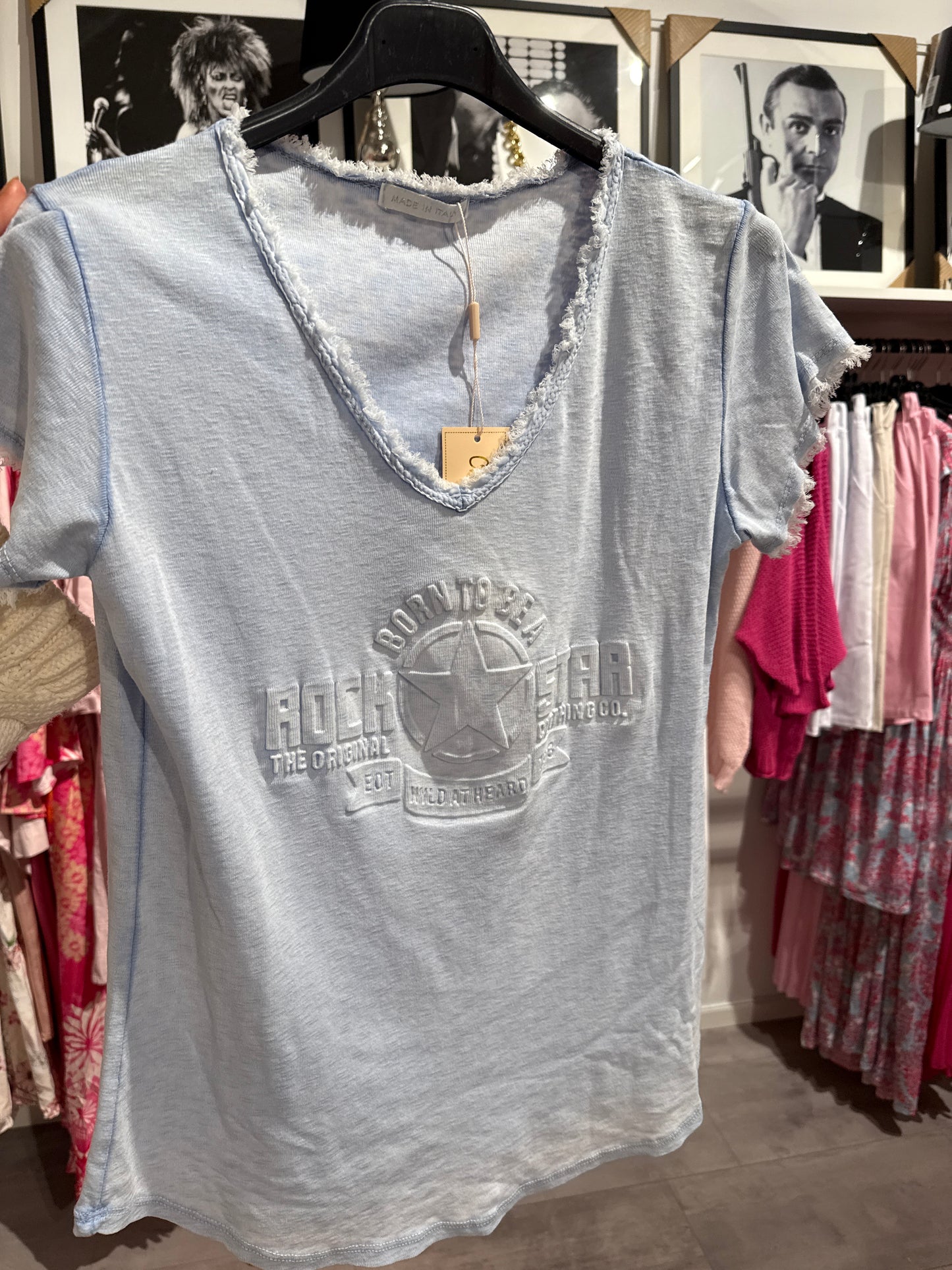 T-shirt med tryck ljusblå