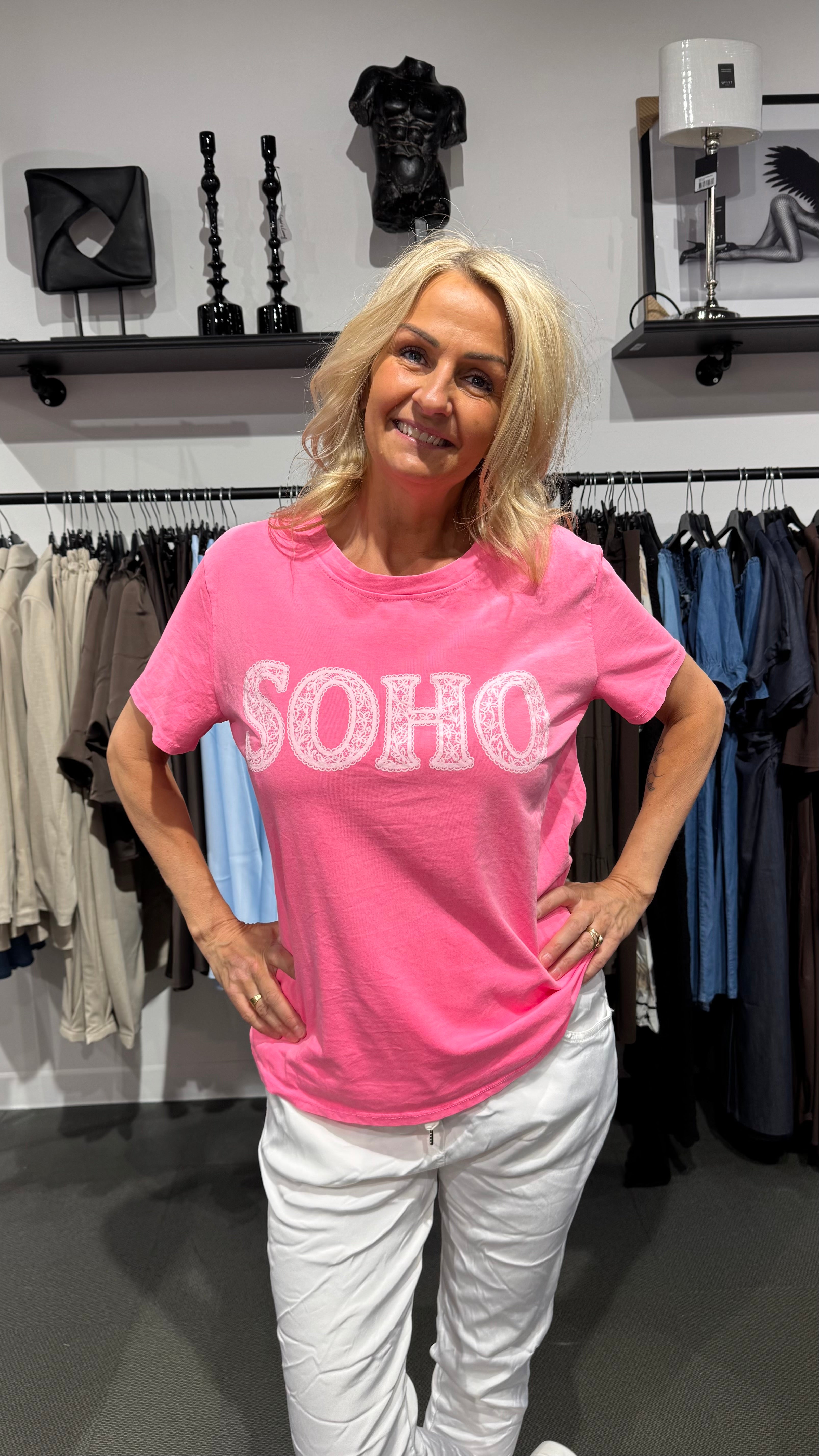 Soho t-shirt spets - cerise
