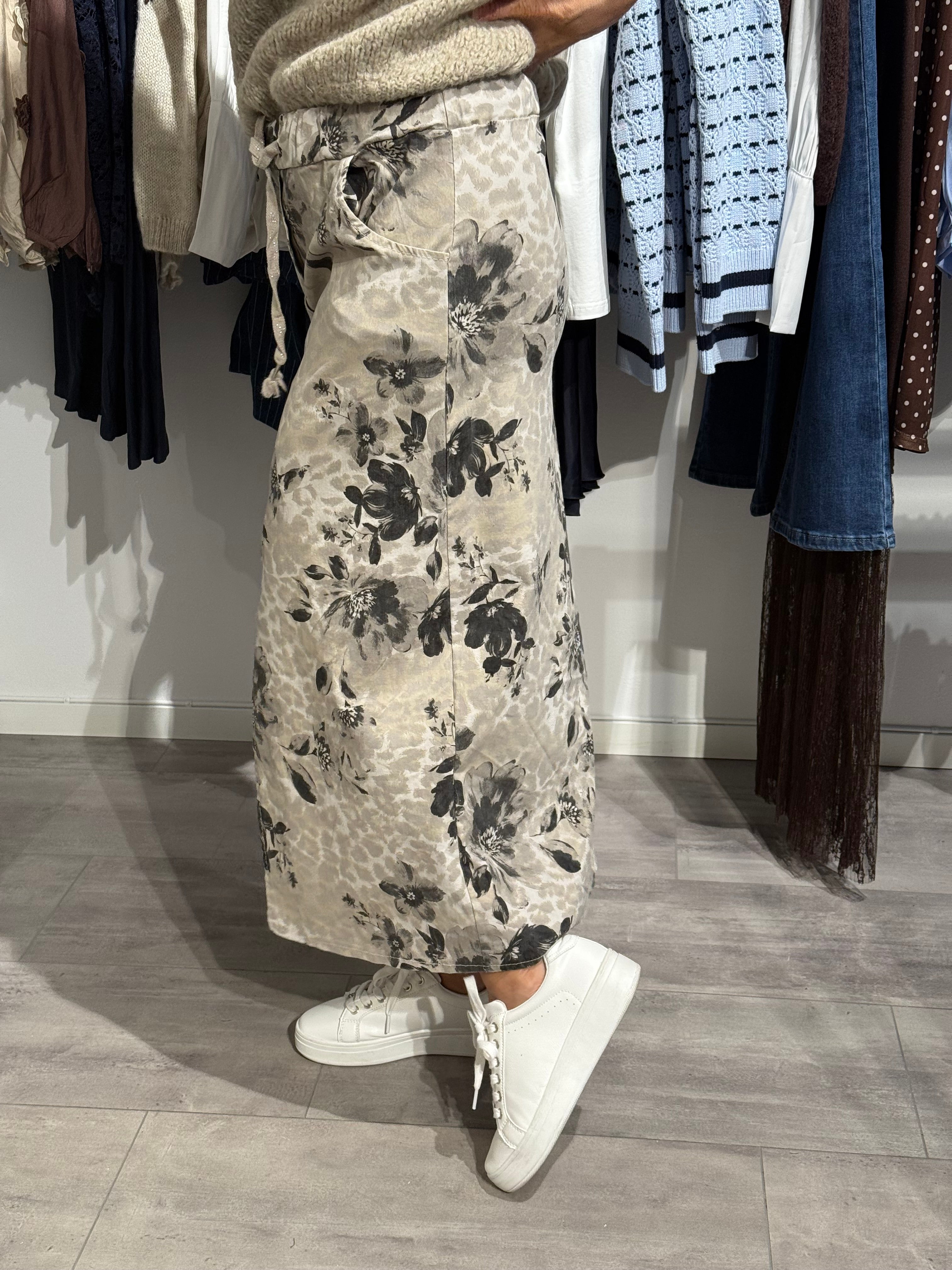 Mirakelkjol - beige/svart mönster