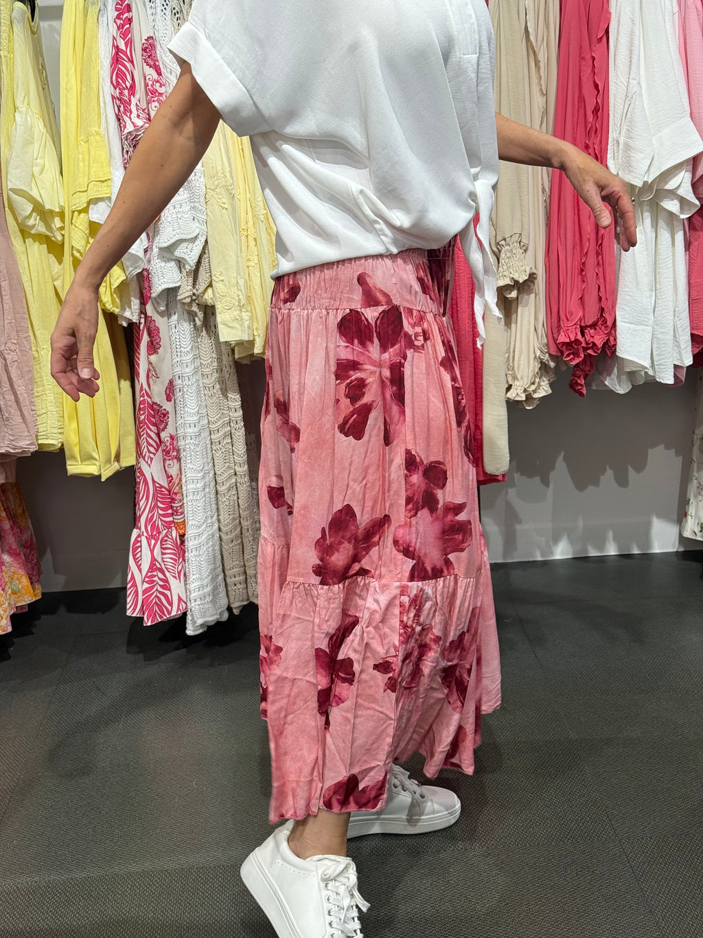 Smock kjol Flower- pink