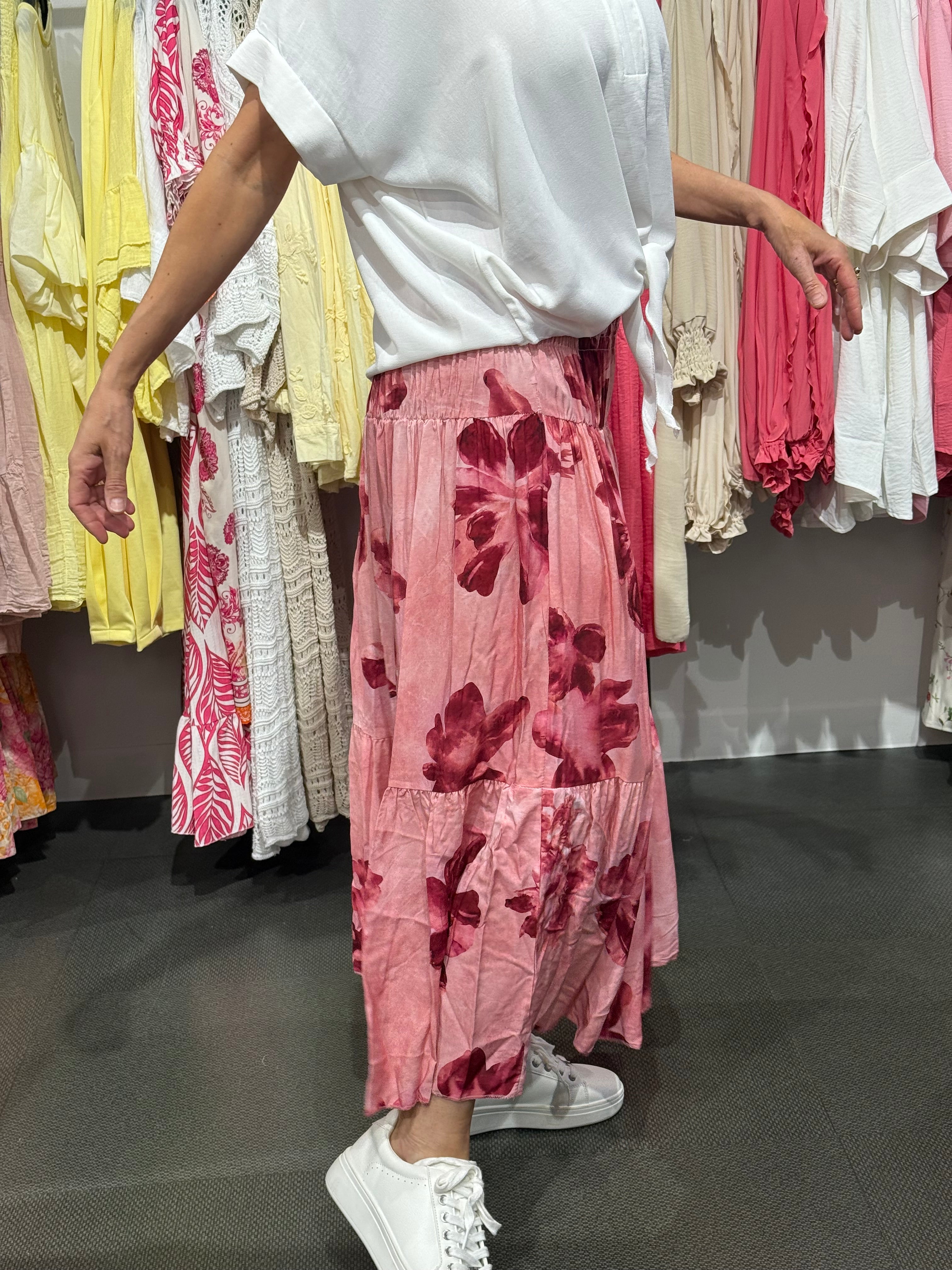 Smock kjol Flower- pink